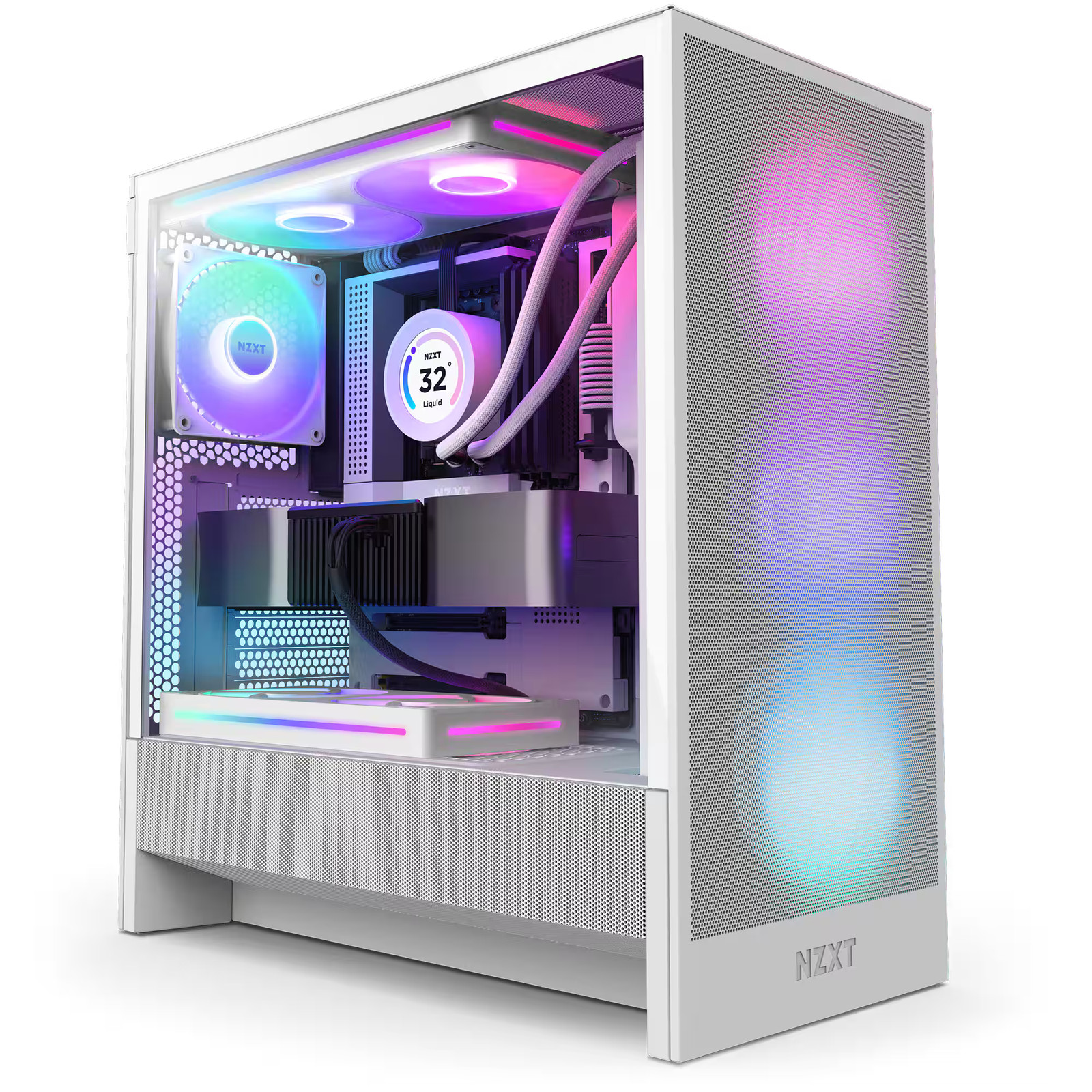 NZXT - H5 Flow RGB 2024 Compact ATX Mid-Tower Airflow PC Case - White