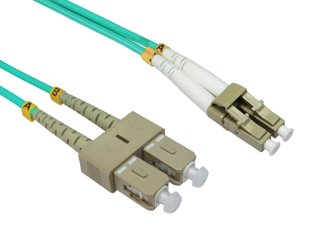 15 PACK LOT 5m LC-SC Duplex 50/125 OM4 Multimode Fiber Patch Cable Aqua 16FT