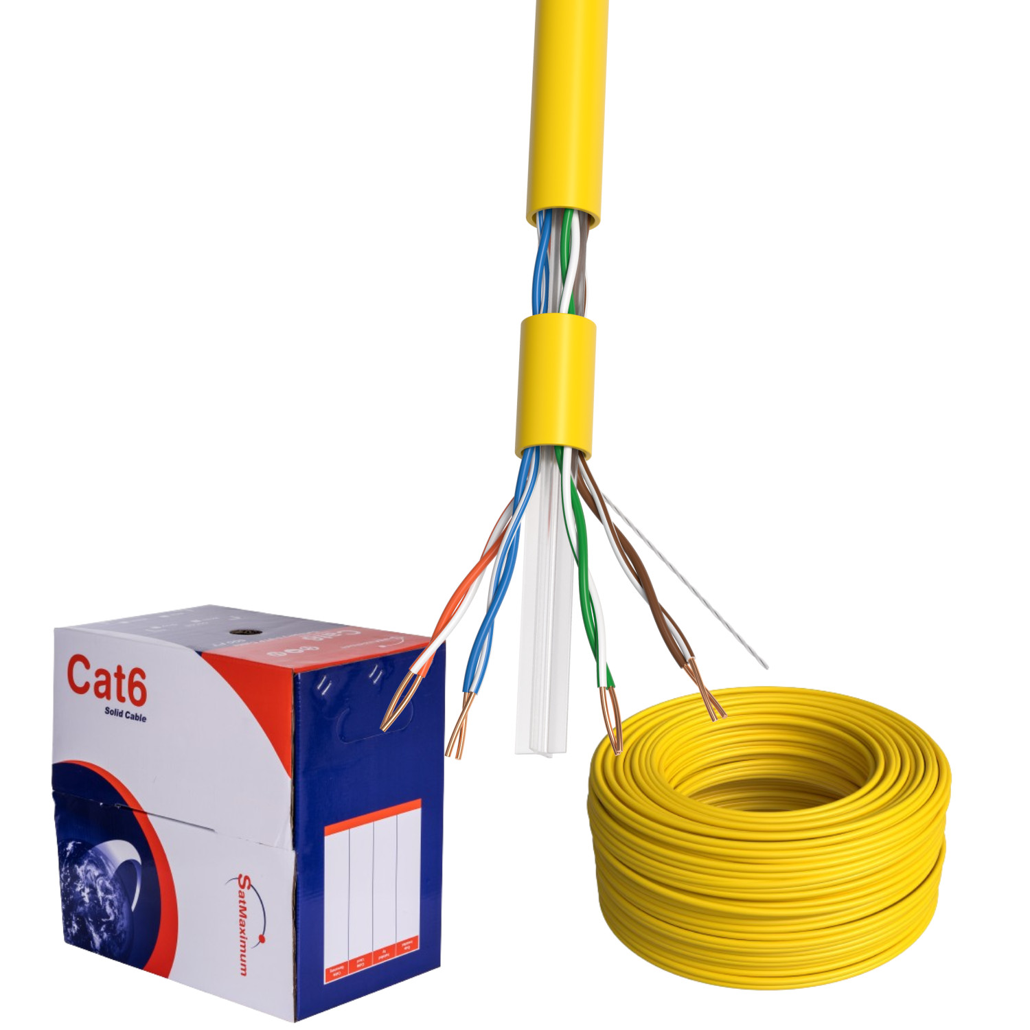 CAT6 1000FT Cable CCA UTP Unshielded Solid 23AWG Ethernet Network RJ45 Yellow