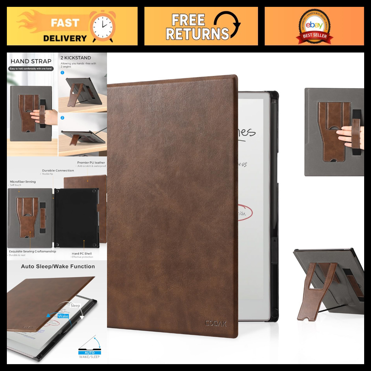 Stand Case for Remarkable Paper Pro Tablet 11.8" - Durable, Lightweight, Hand St