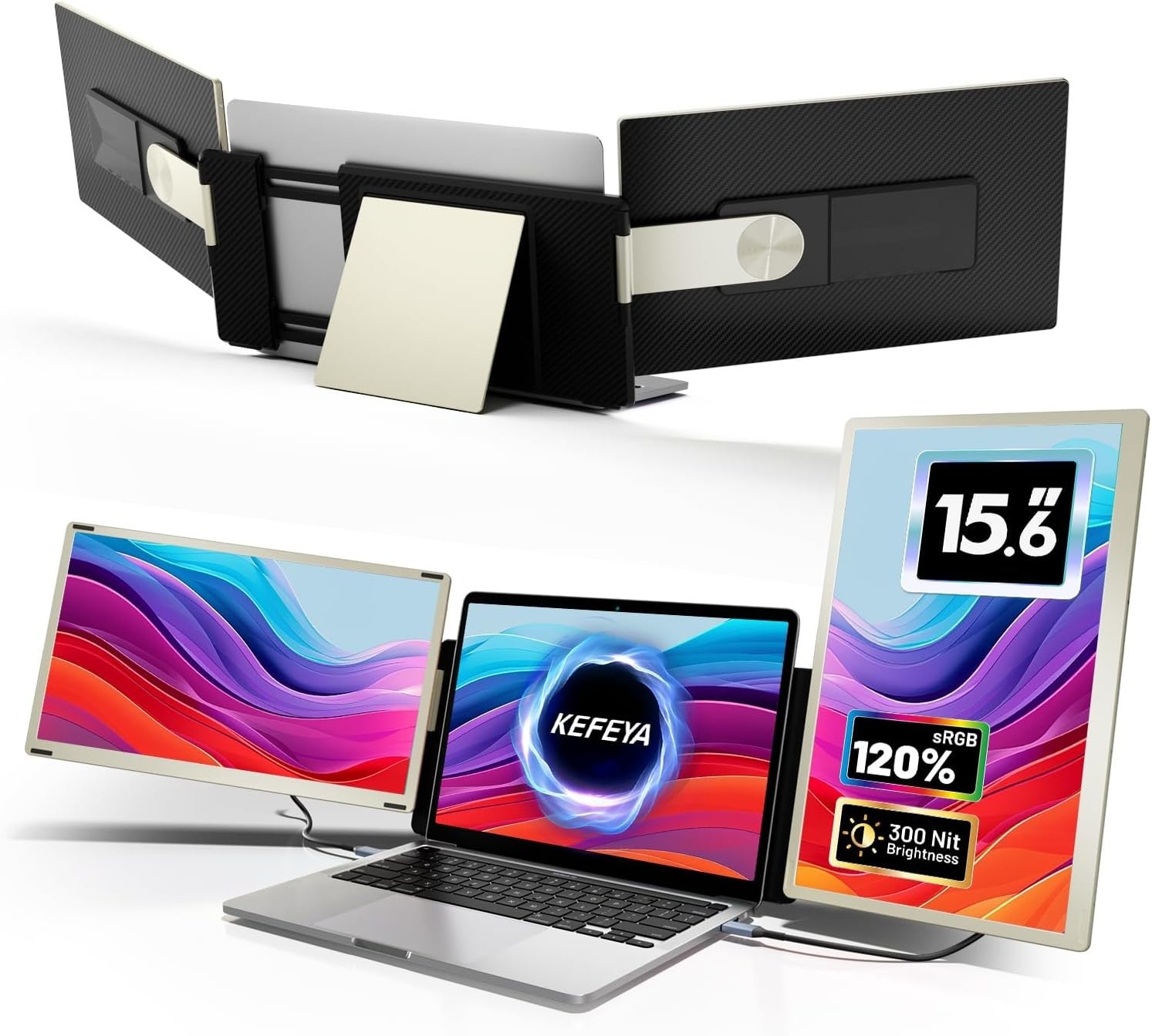 15.6" Triple Detachable Laptop Screen Extender HDMI/Type-C w/Bag Stand Eye Care✅