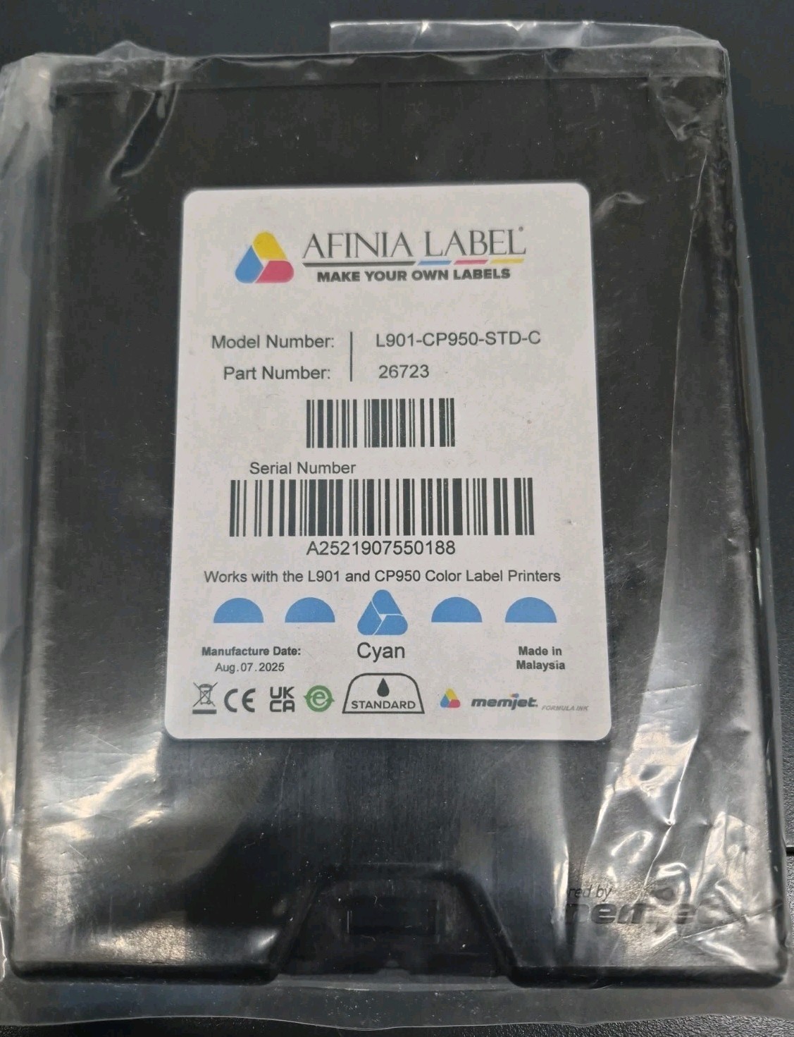 Afinia Label Genuine Cyan Ink Cartridge L901-CP950-STD-C  NEW For Afinia L901