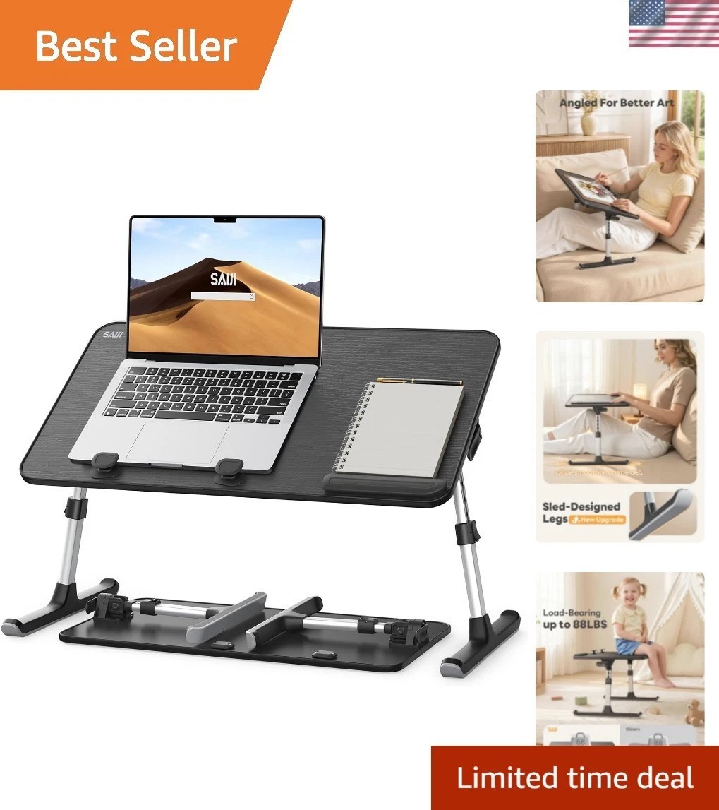 Adjustable Height & Angle Lap Desk - Lightweight Foldable Laptop Stand