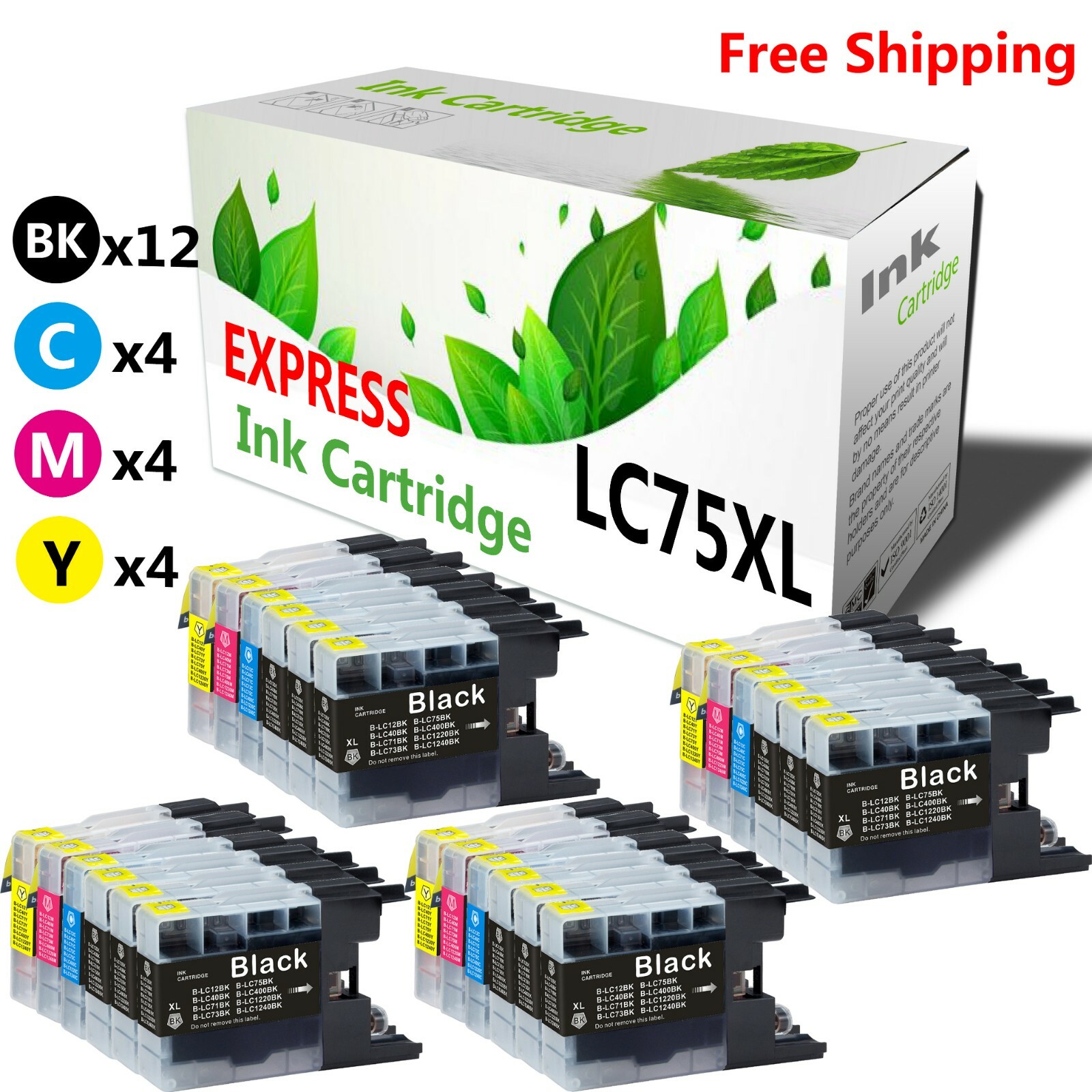 24 Pack LC 75 LC75 Ink Cartridge for Brother MFC-J6510DW MFC-J425W Printers
