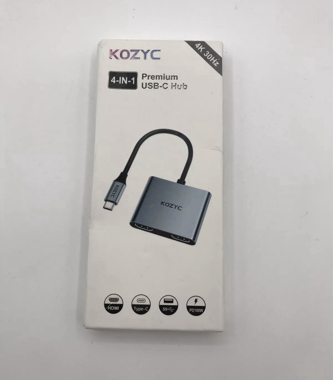 Kozyc Premium USB-C Hub 4-In-1 4K 30H MacBook Air/Pro Chromebook Samsung Note
