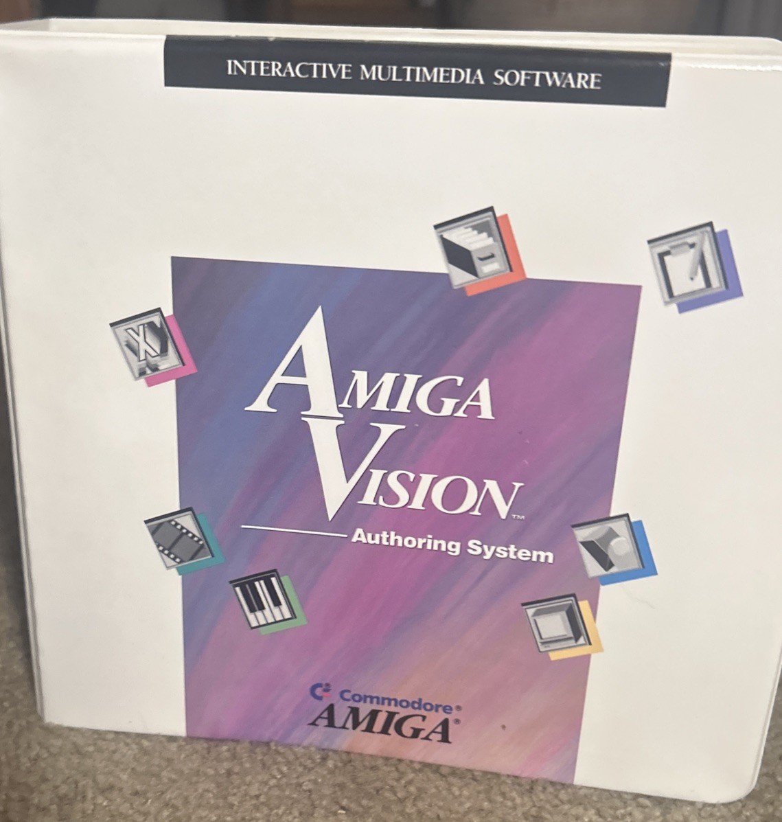 Vintage Commodore Amiga Vision Authoring System (Version 1.2) Binder and Discs