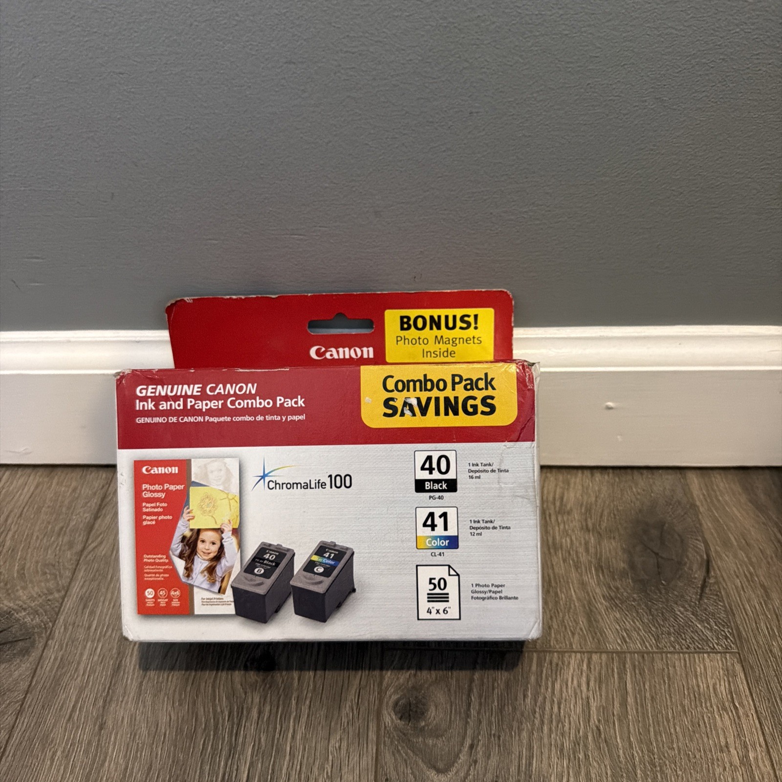 Canon PG-40 CL-41 Ink & Photo Paper Combo Pack ChromaLife Genuine OEM Sealed New