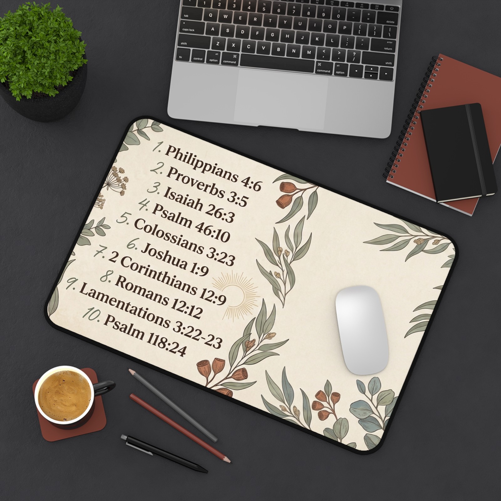 Bible Verse Desk Mat, Christian Desk Pad, Scripture Desk, Faith Office Decor