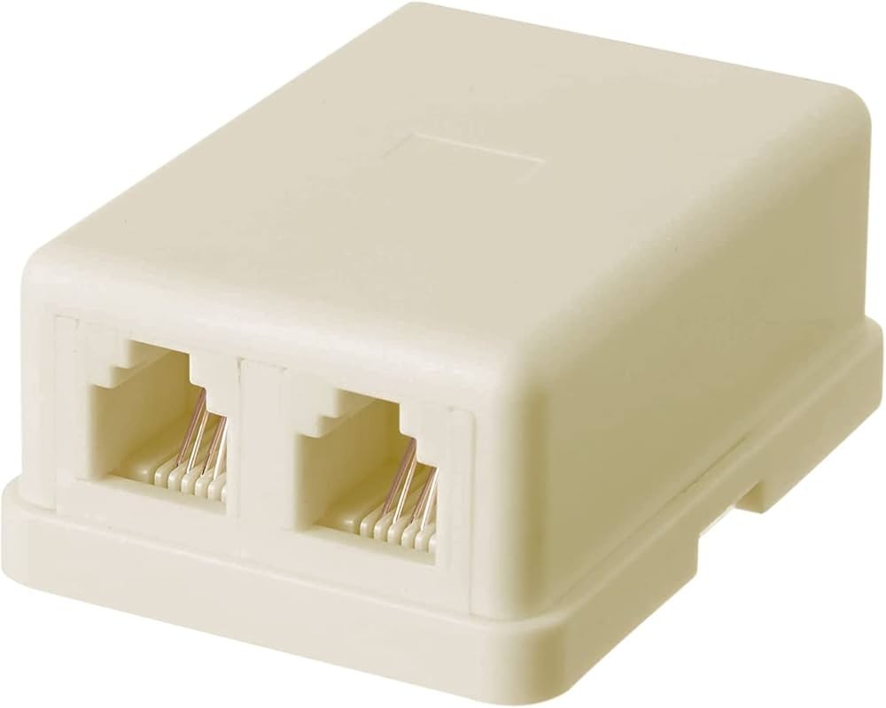 Steren 300-146 Telephone 4C Dual Modular Surface Jack Ivory RJ11 8pk