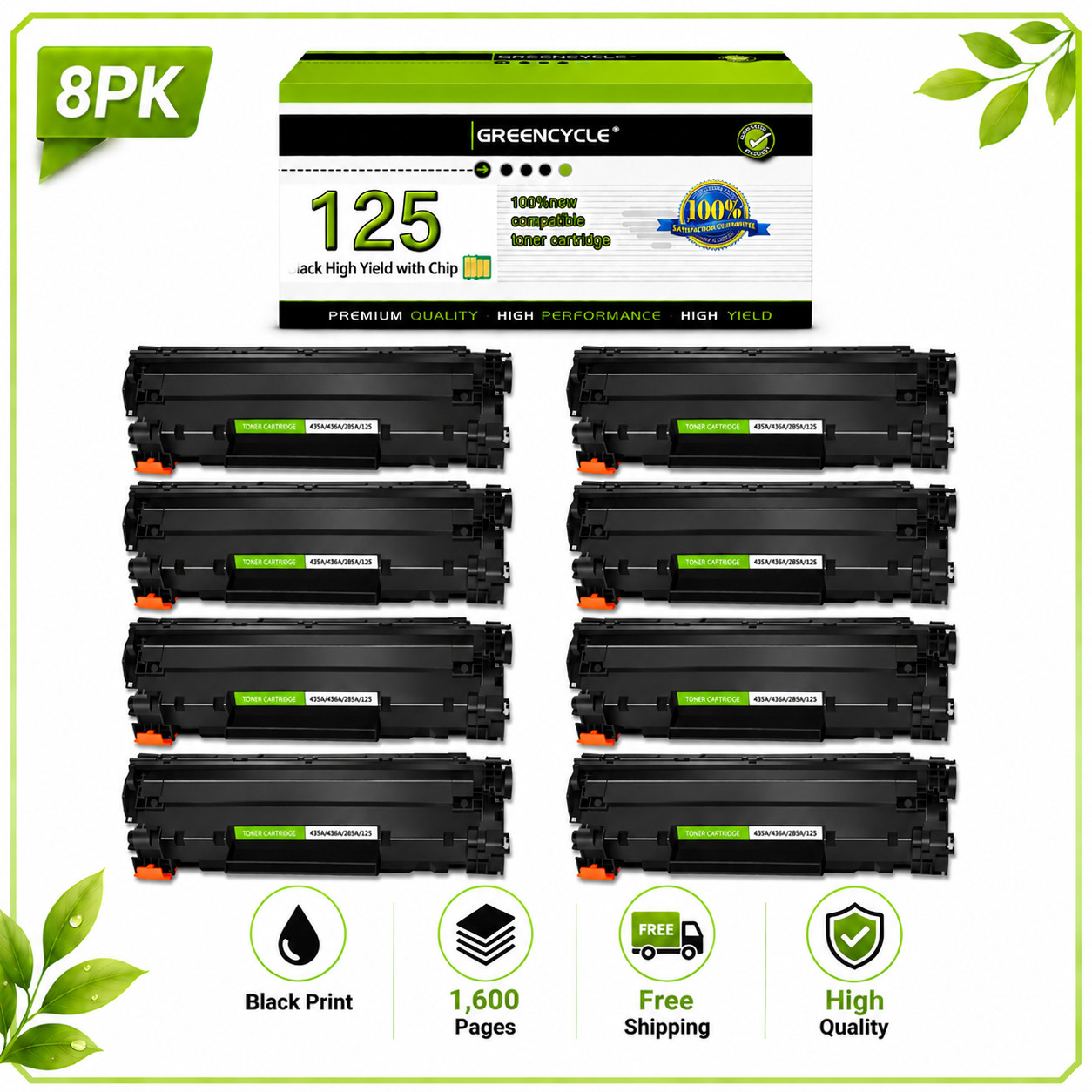 Compatible Canon CRG125 Toner For ImageClass LBP6000 LBP6030w MF3010 *8PCS