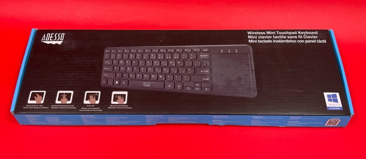 Adesso Wireless Keyboard with Built-in Touchpad WKB-4050UB ✅❤️️✅❤️️ NEW