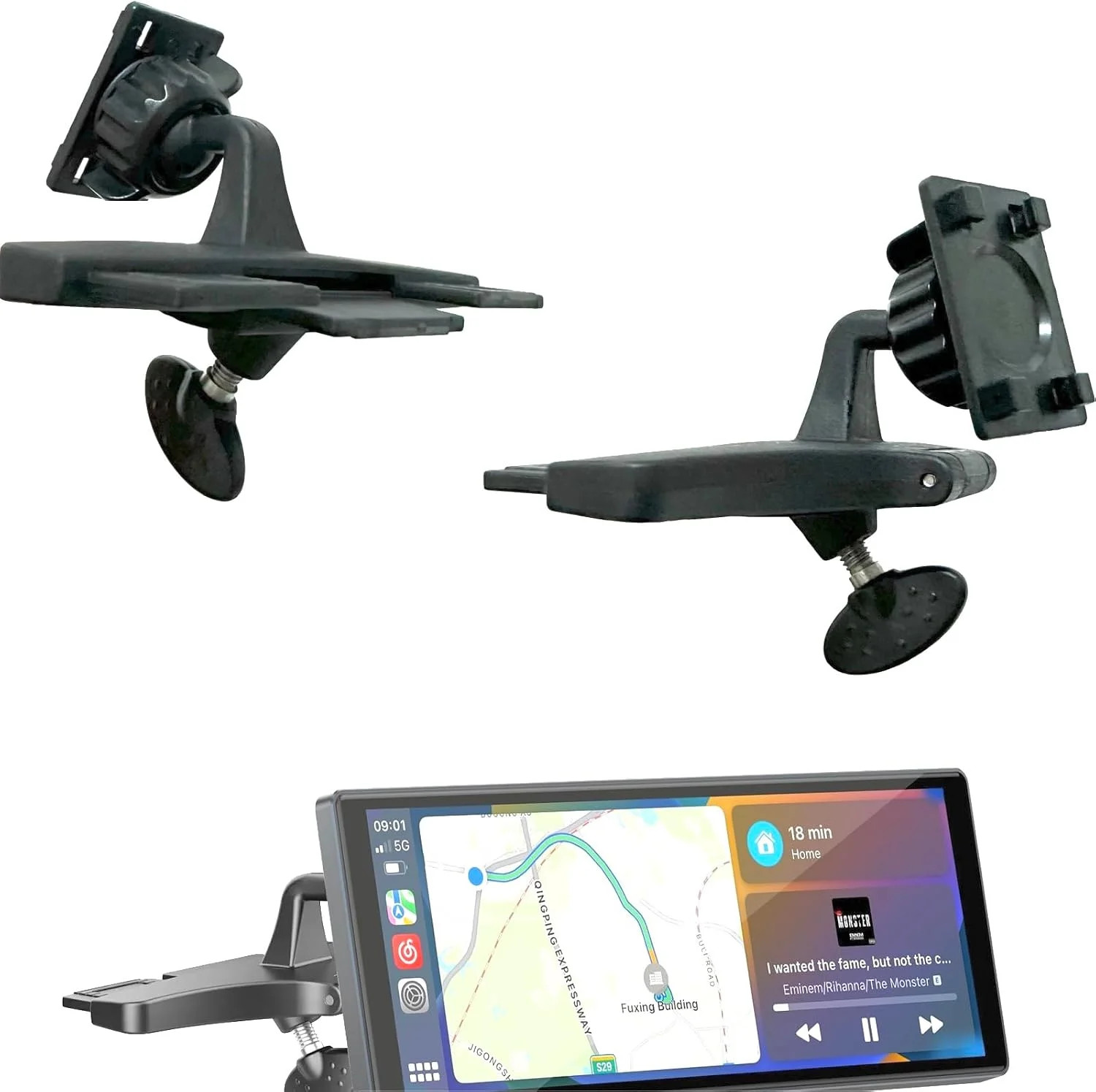 CD Slot Mount for 7-10"CarPlay Screen 360°Rotation Shockproof Car Monitor Holder