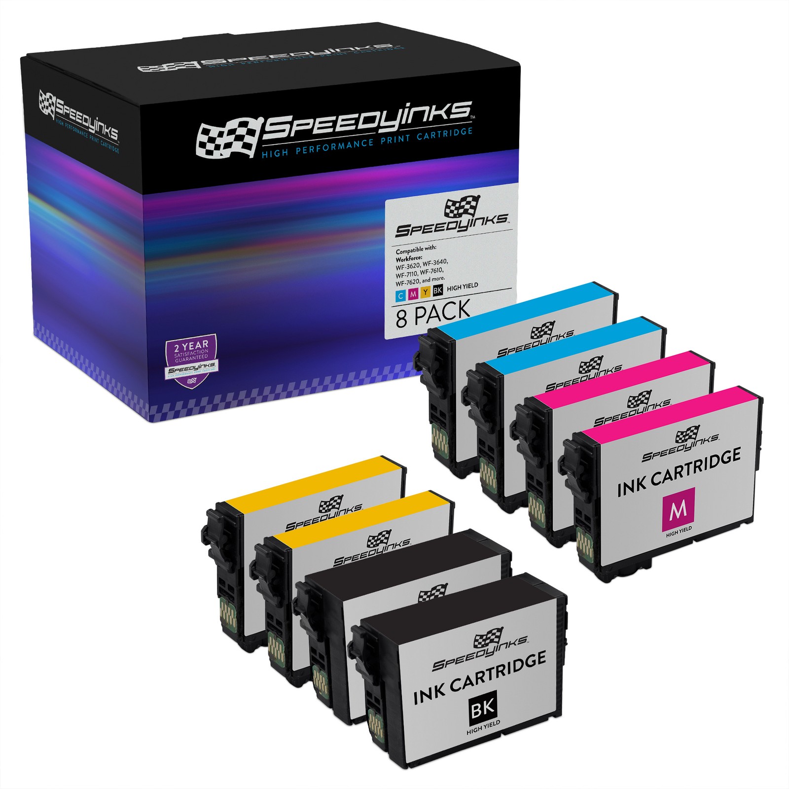 SPEEDYINKS Replacements for Epson 252XL HY Ink Cartridges (Multicolor 8-Pack)