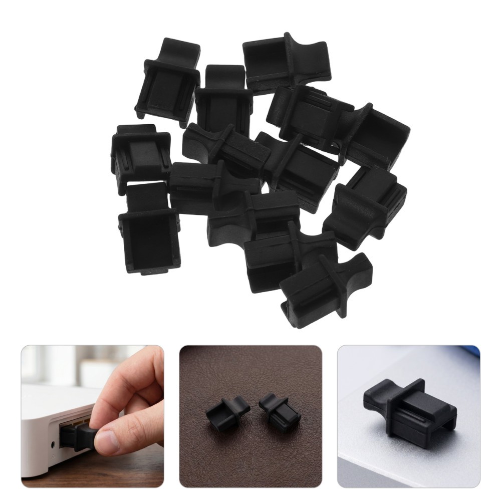 Reusable Black Silicone Dust Plug Set for Computer Ethernet Ports 50Pcs Pack