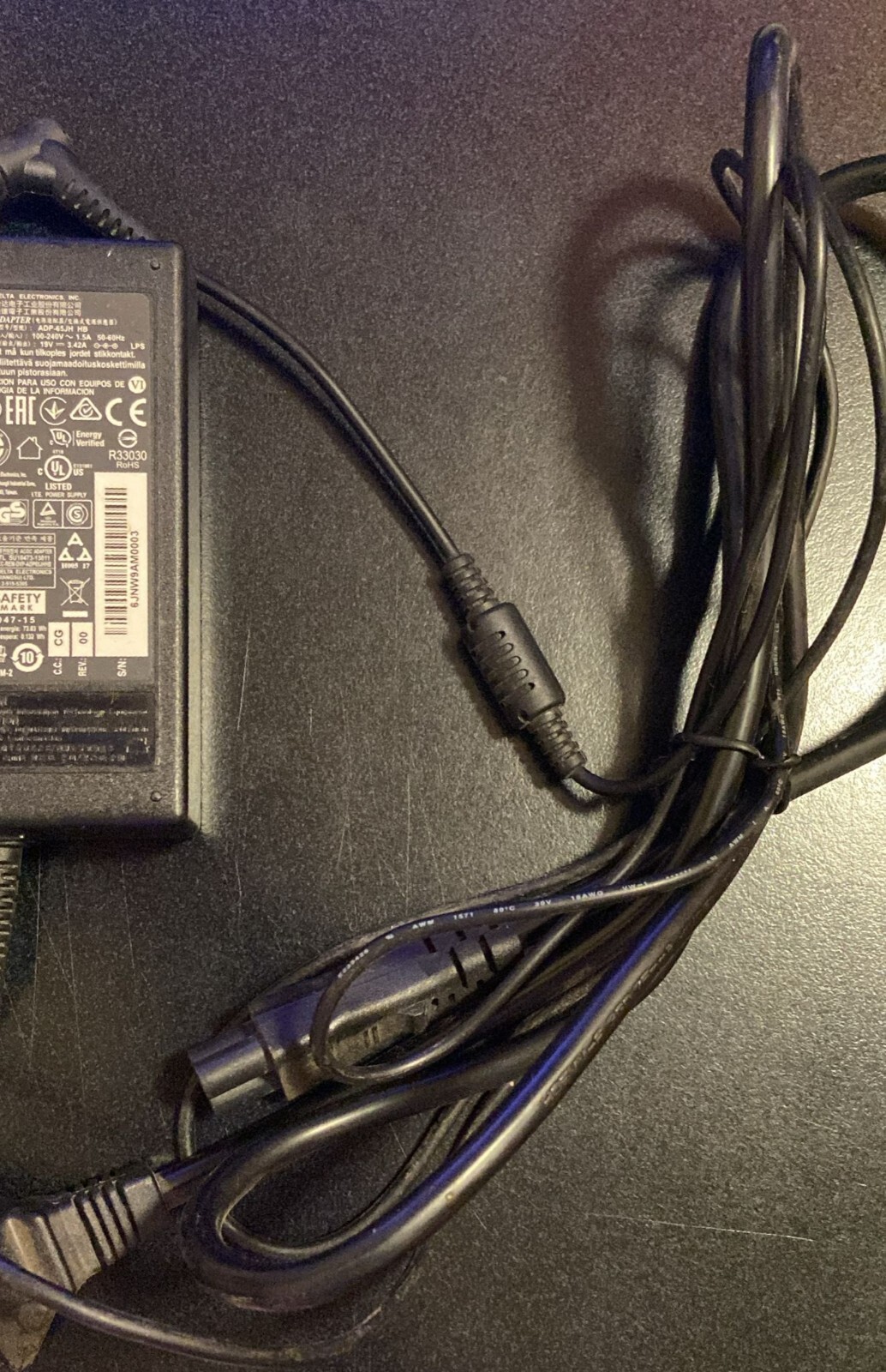 DELTA ELECTRONICS INC. POWER SUPPLY GERMAN PLUG FOR NB (A/N ADP-65JH HB) used