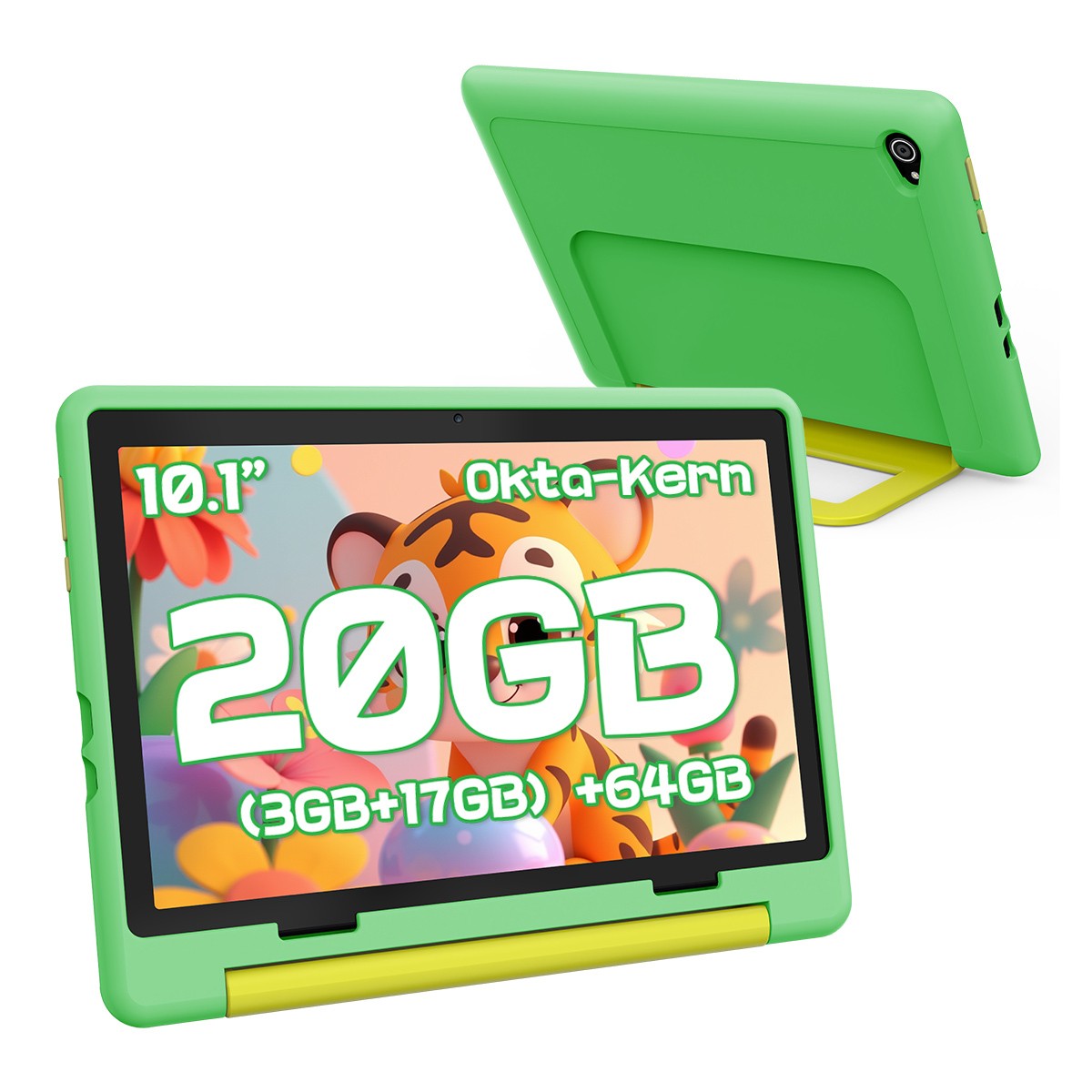 2pcs 10” IPS Kids Tablet Android 15 Wifi 6 8-Core 20GB RAM 64GB ROM Pink/Green