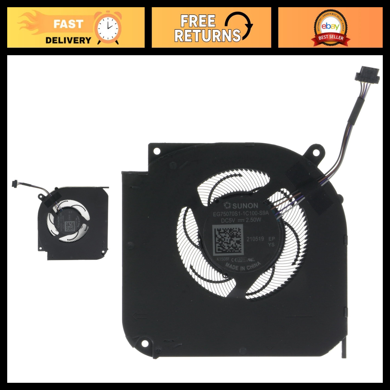 High-Performance Replacement CPU Cooling Fan for Gaming Laptops - EG75070S1-1C10