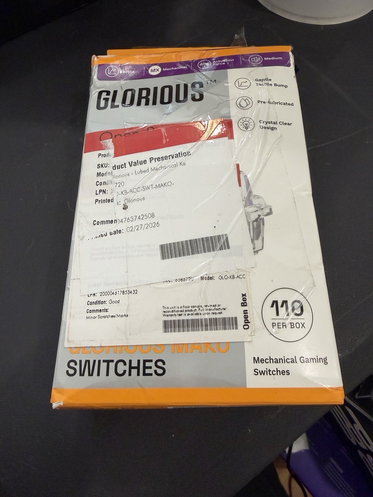 Glorious Mako Ultralight Switches 110pcs Tactile RGB Pre-Lubed