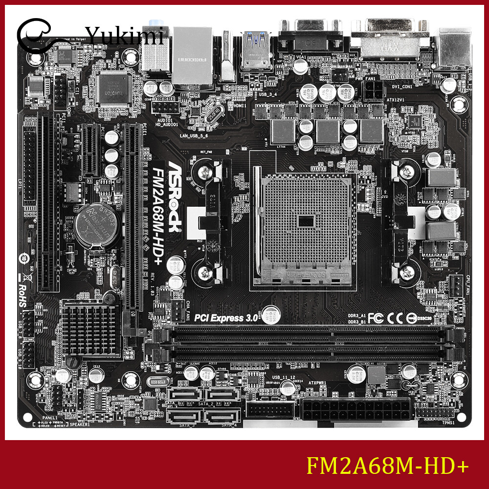 FOR ASROCK FM2A68M-HD+DDR3*2 32GB D-Sub DVI-D HDMI Micro ATX Motherboard Test OK