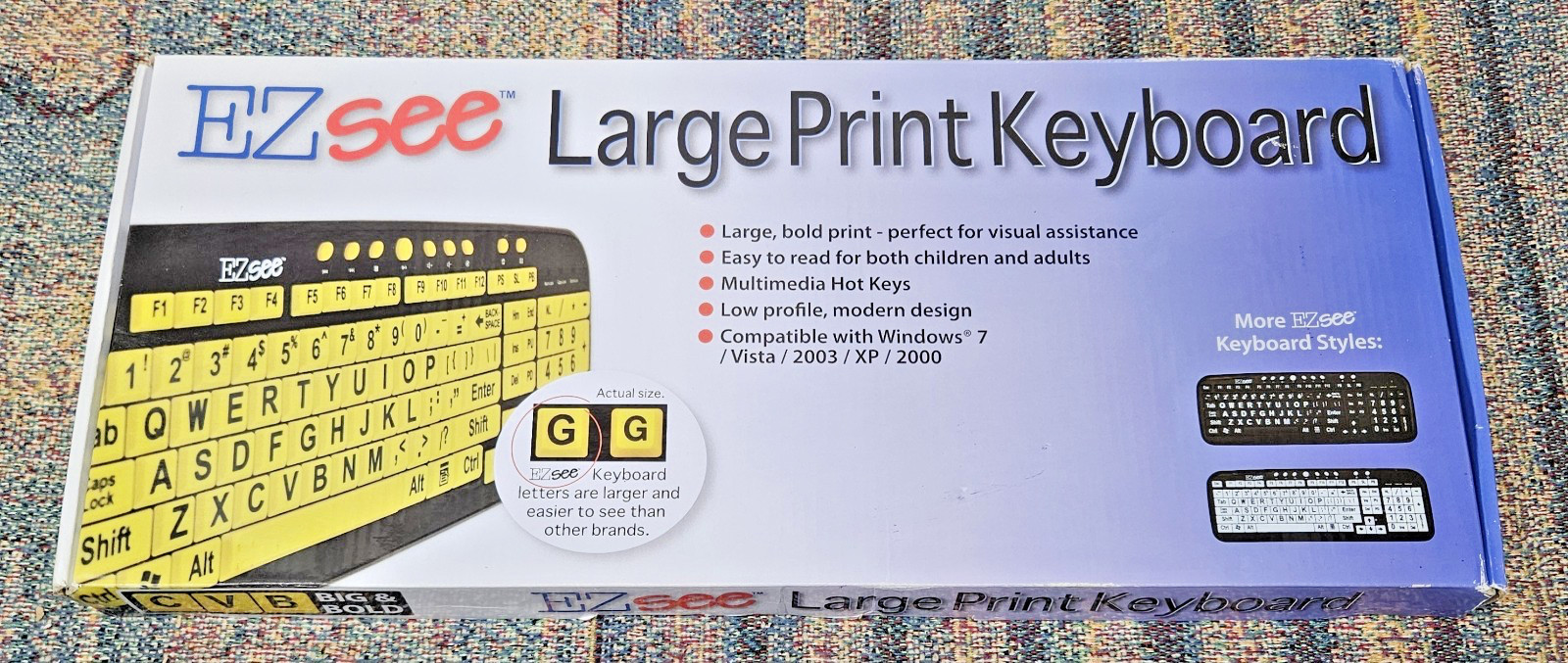 EZ-See Large Print High Contrast USB Wired Keyboard Model CD103 Internet New