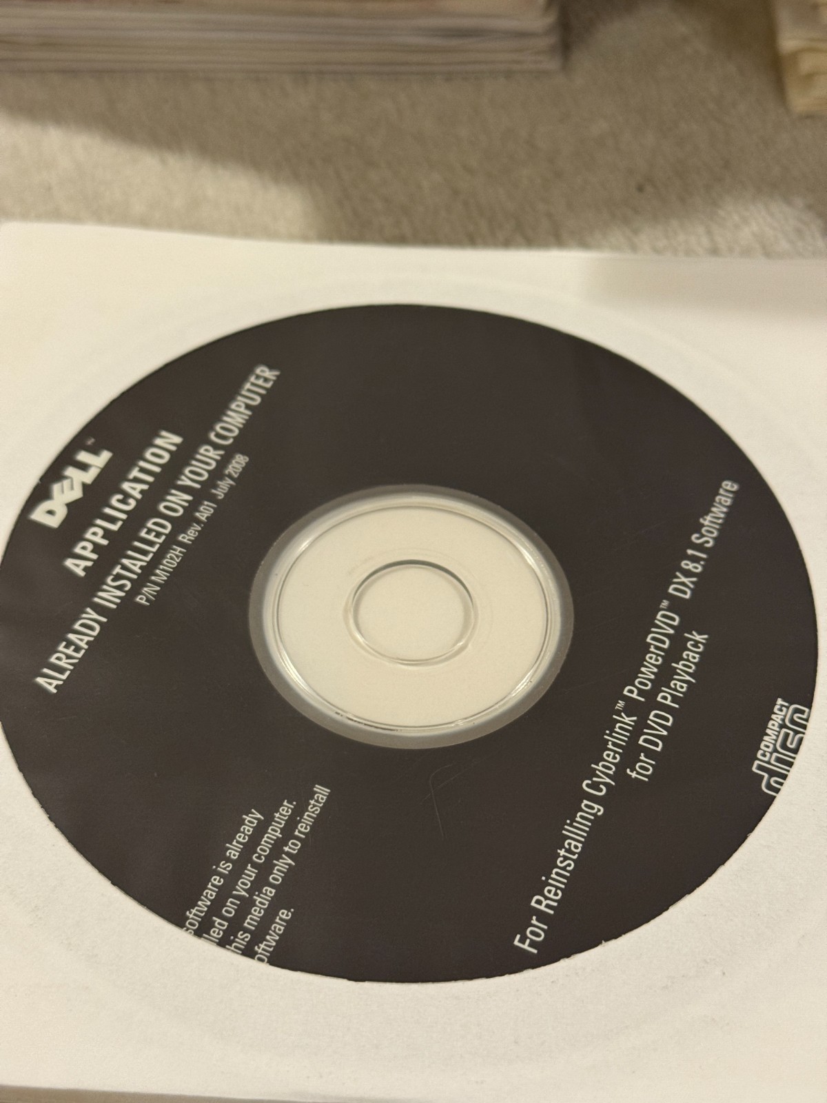 Dell Reinstalling Cyberlink PowerDVD DX 8.1 - SEALED