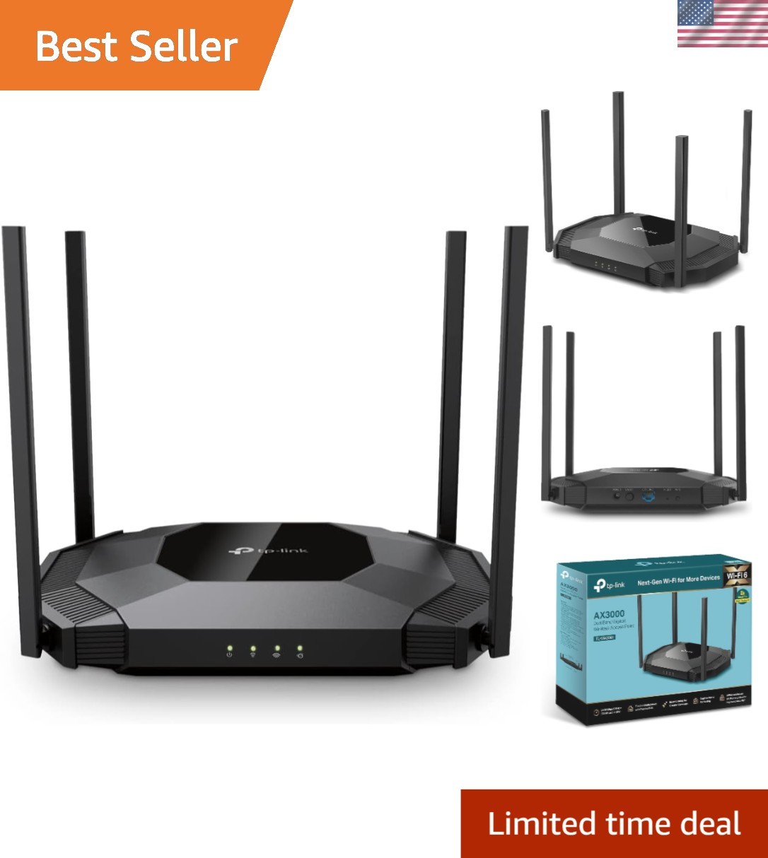 Reliable TL-WA3001 Wi-Fi 6 Access Point with Multi-SSID & Beamforming Technology