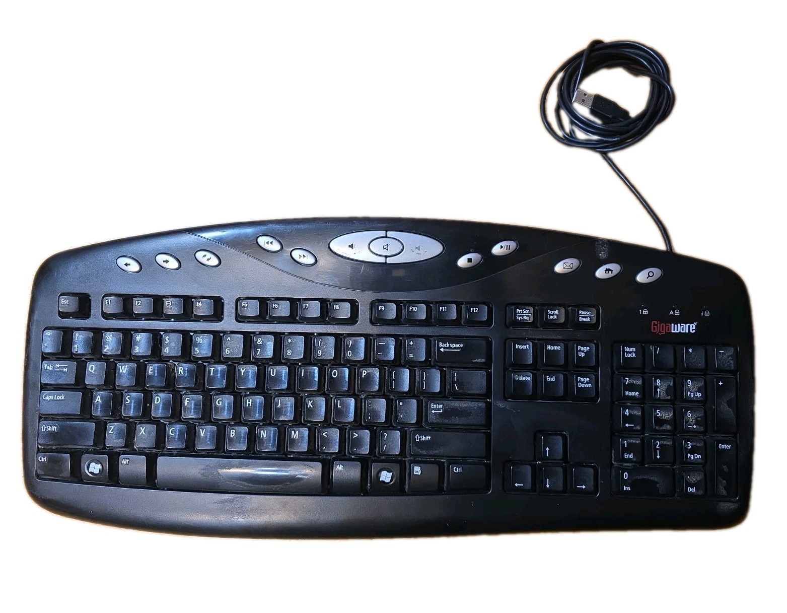 GIGAWARE USB MULTIMEDIA KEYBOARD Wired MODEL 2600460 Tested
