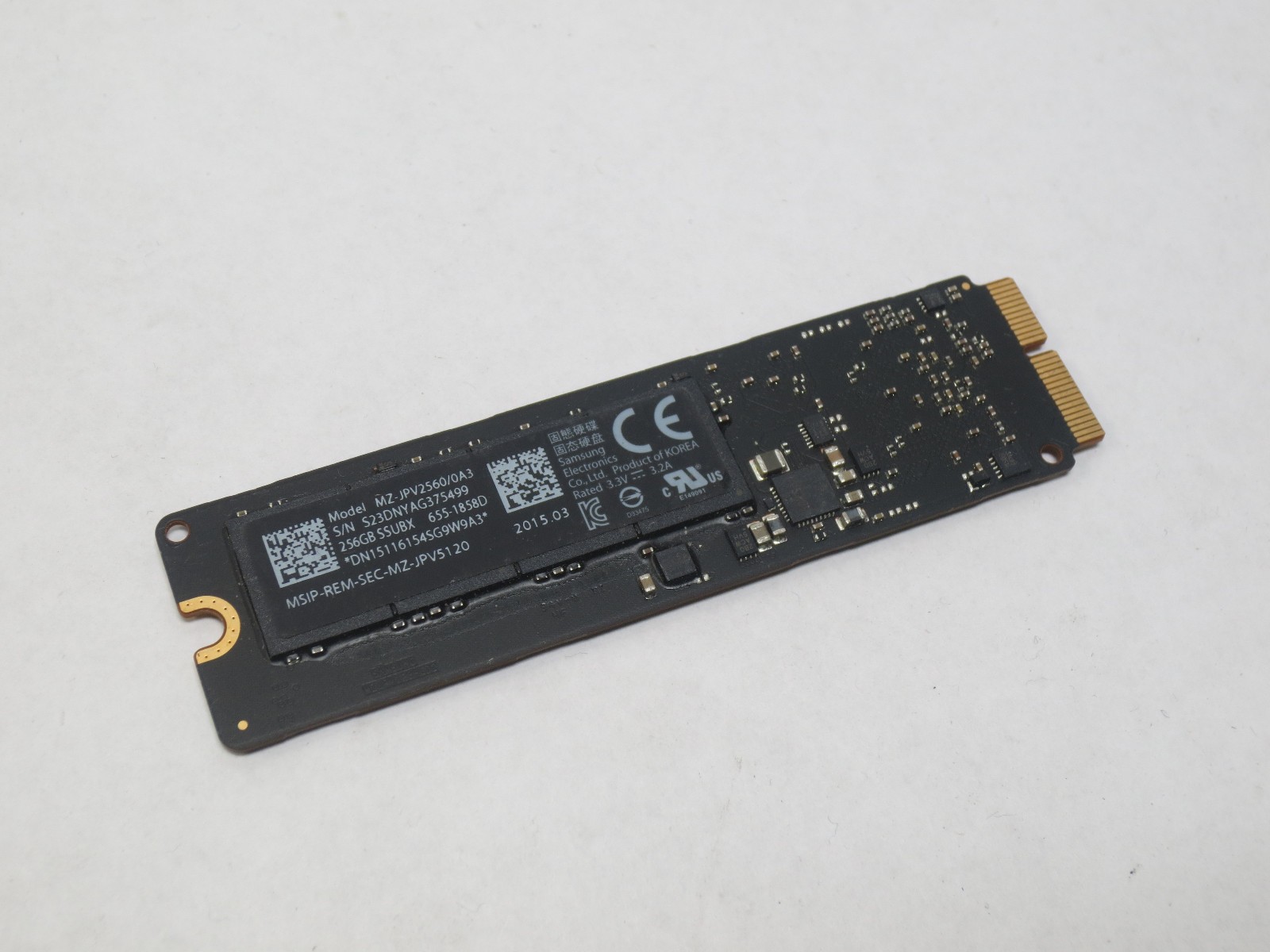 Apple Samsung 256GB SSUBX PCIe SSD Solid State Drive 655-1858D, MZ-JPV2560/0A3