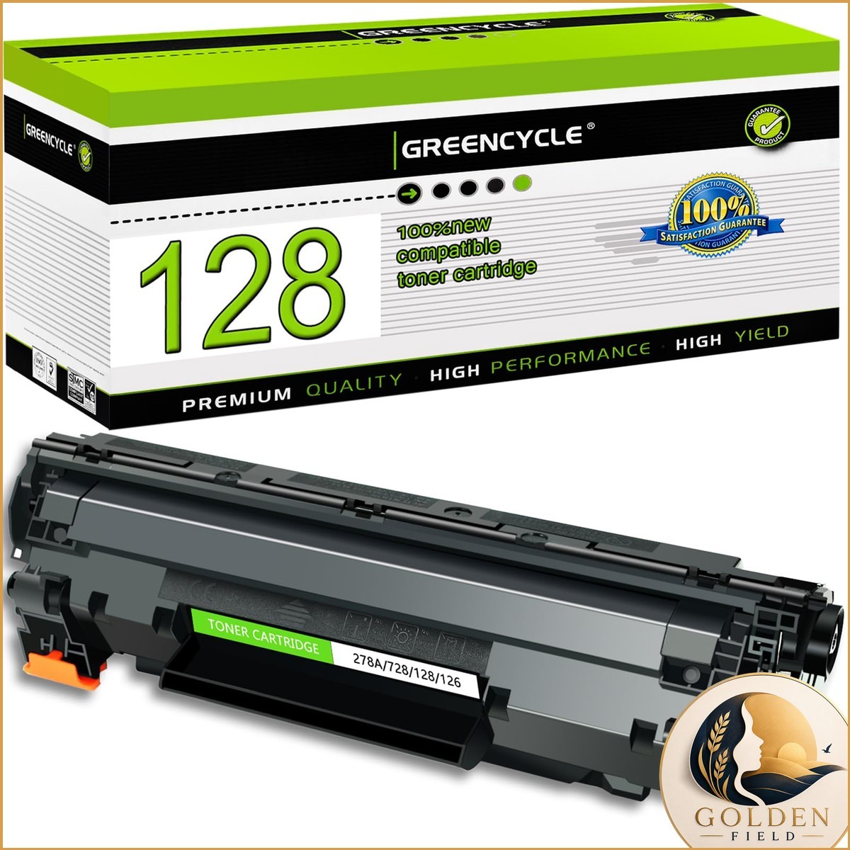 Greencycle Compatible Toner Cartridge 128 CRG128 Replacement Canon 128 Black