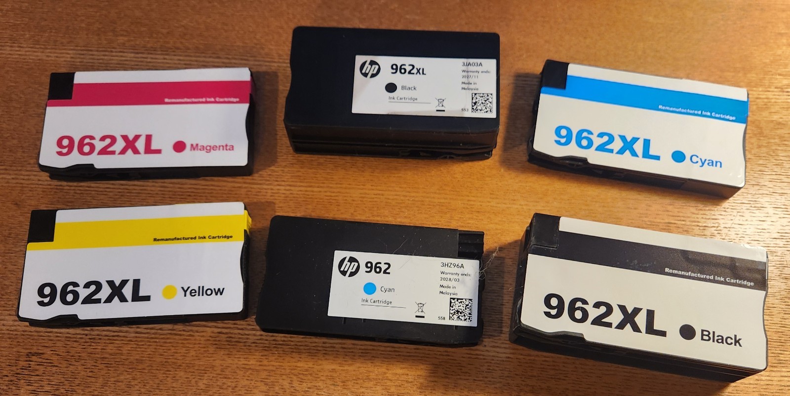 HP 962 962XL Ink Cartridge Lot Genuine & Non-OEM Black Cyan CMYK 6 Total