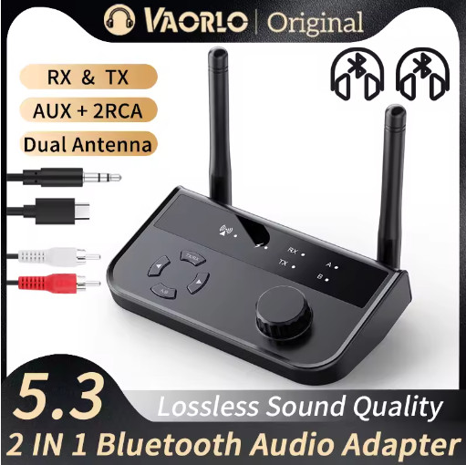 Bluetooth 5.3 Audio Transmitter Receiver 2-in-1 AUX RCA Adapter for TV PC