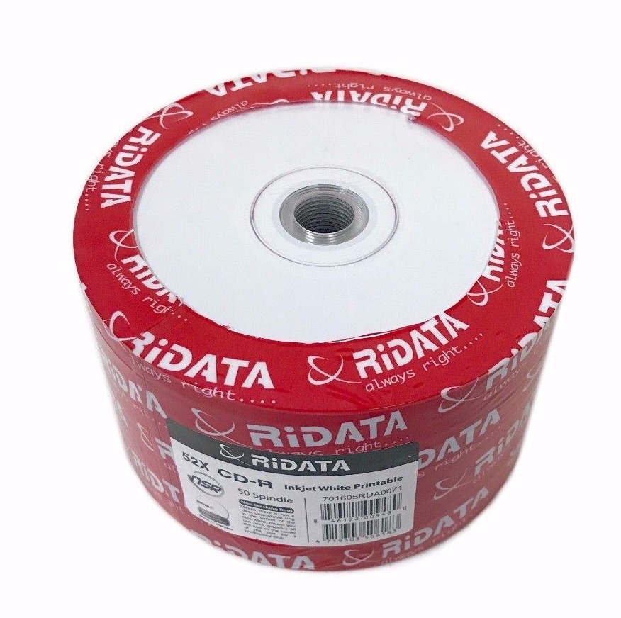 1200 RIDATA-RITEK 52X Blank CD-R CDR  Inkjet Hub Printable 700MB Disc 24x50pk