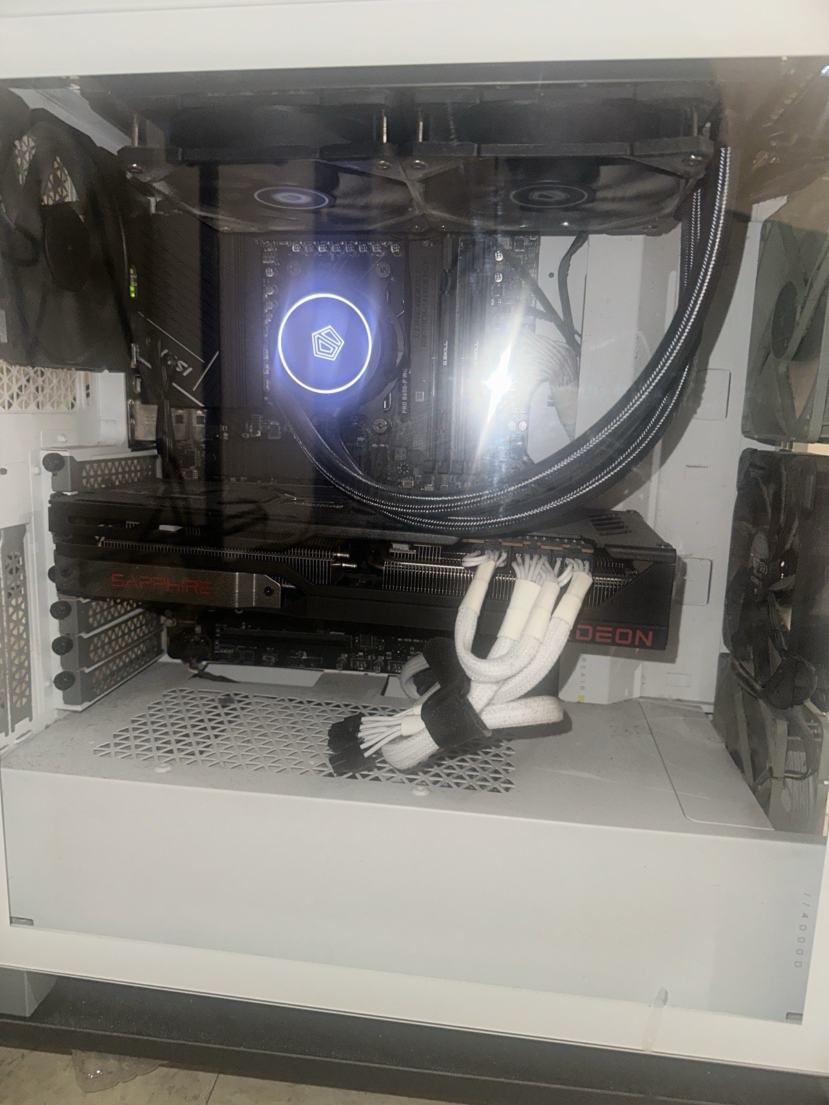 Sapphire Radeon Gaming Desktop Tower with Liquid Cooling, White/Black