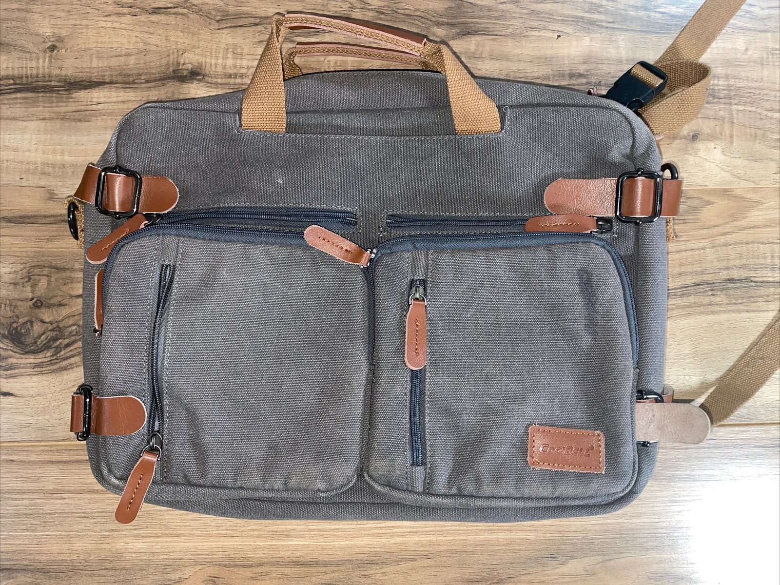 CoolBELL Laptop Bag Convertible Backpack Messenger Bag Shoulder Gray 15.6 in