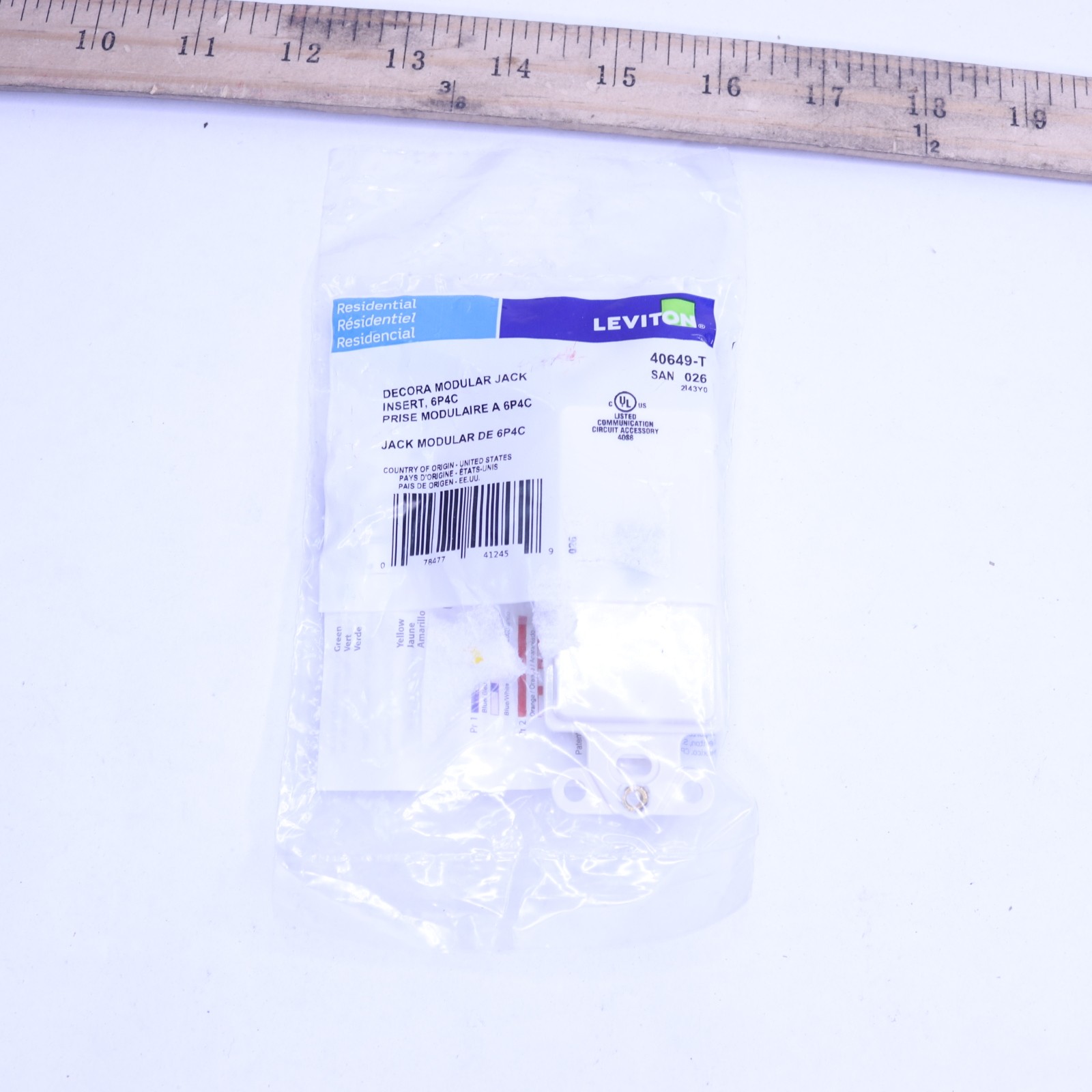 Leviton Decora 1-Gang Light Almond Phone Plastic Insert (1-Pack) 40649-T
