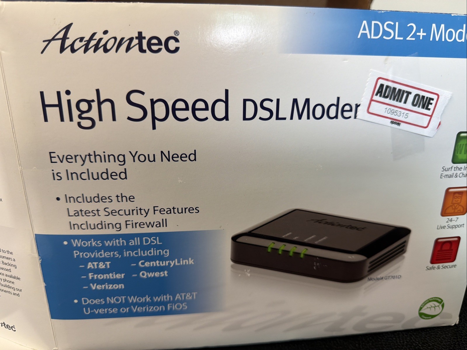 Actiontec GT701D 1-Port 10/100 Wired Router (GEU003AD3B-01)