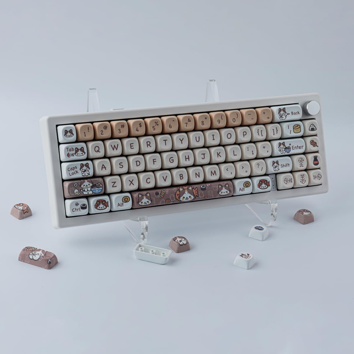 PBT Keycaps 143 Keys Cute Keycaps Dye-Sublimation Kitty-Cat Keycaps Set MOA P...