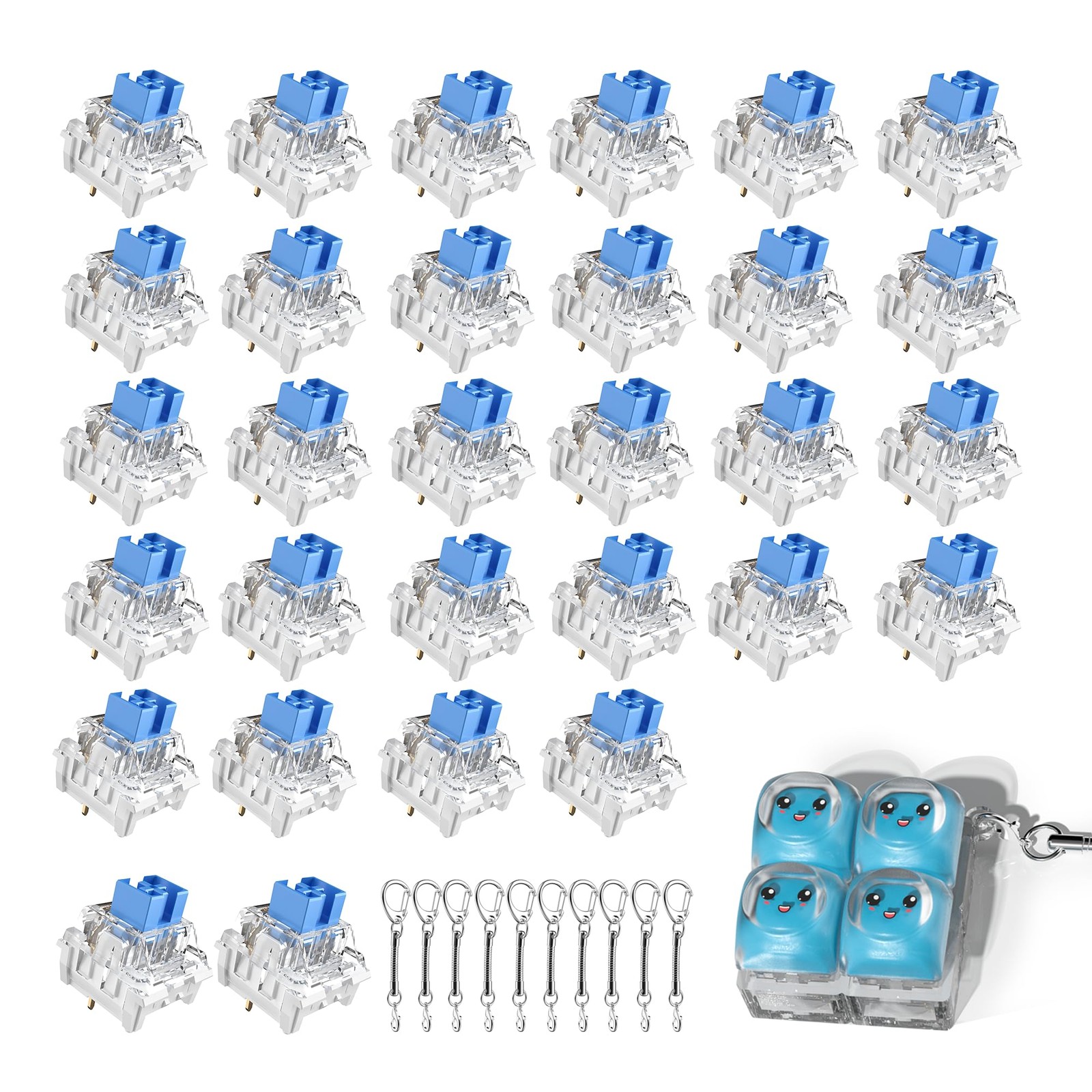 Zhouwang 200PCS Keyboard Clickers for 3D Prints,Blue Clicky Switches