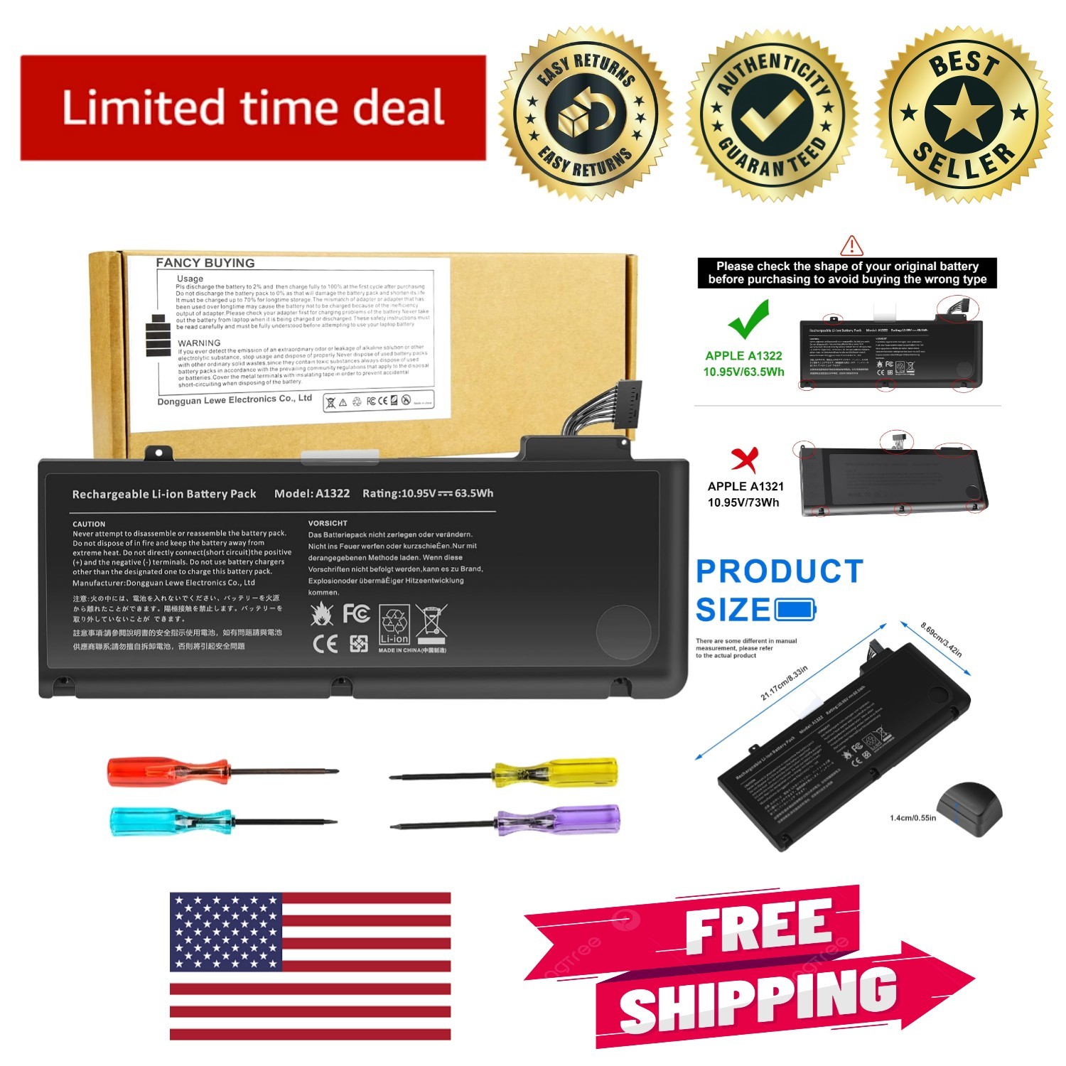 High-Capacity 63.5Wh Lithium Polymer Battery for MacBook Pro 13" (Mid 2009-2012)