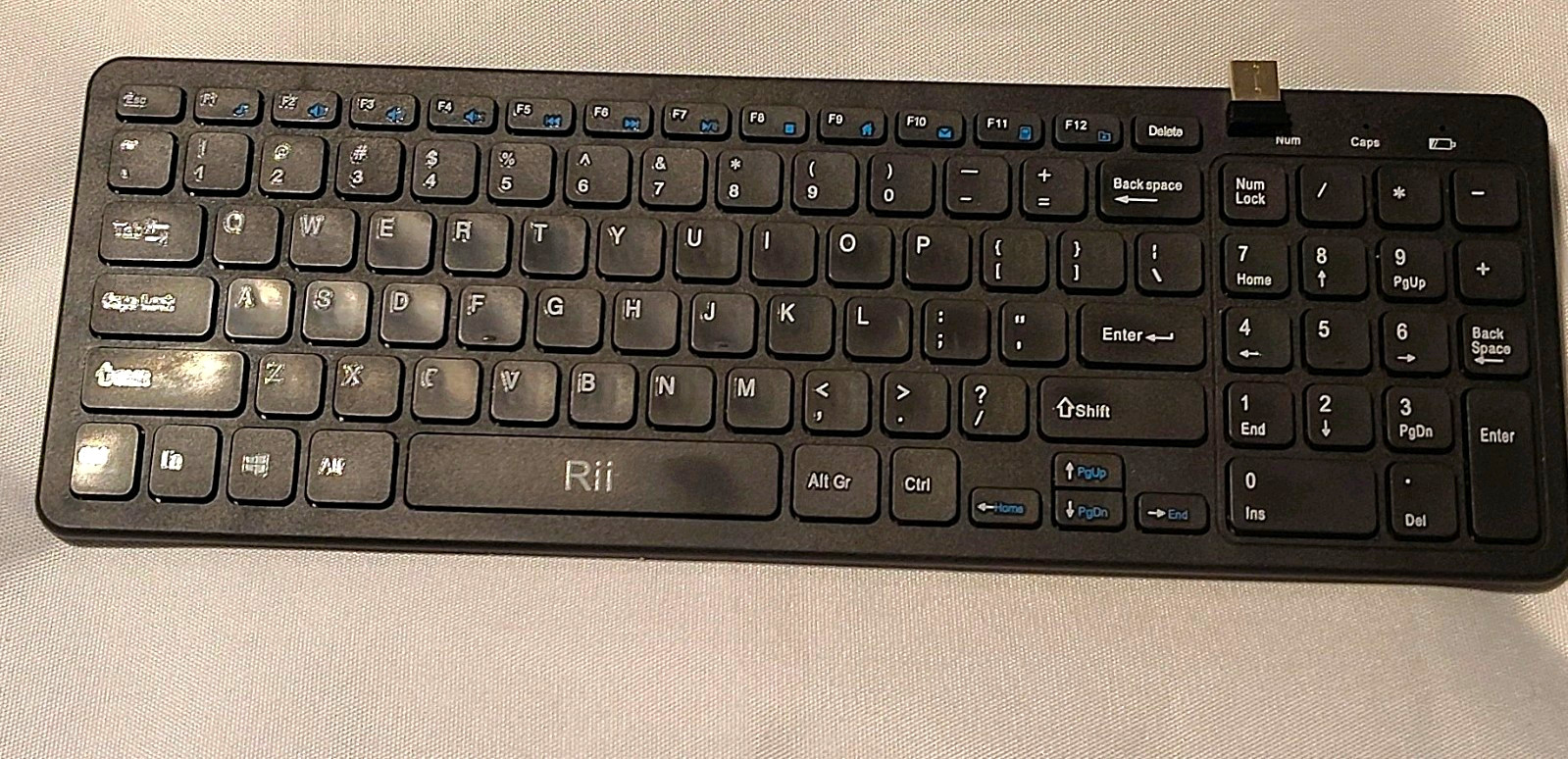 Rii RK109 2.4G Wireless Compact Keyboard, Black, English QWERTY Layout