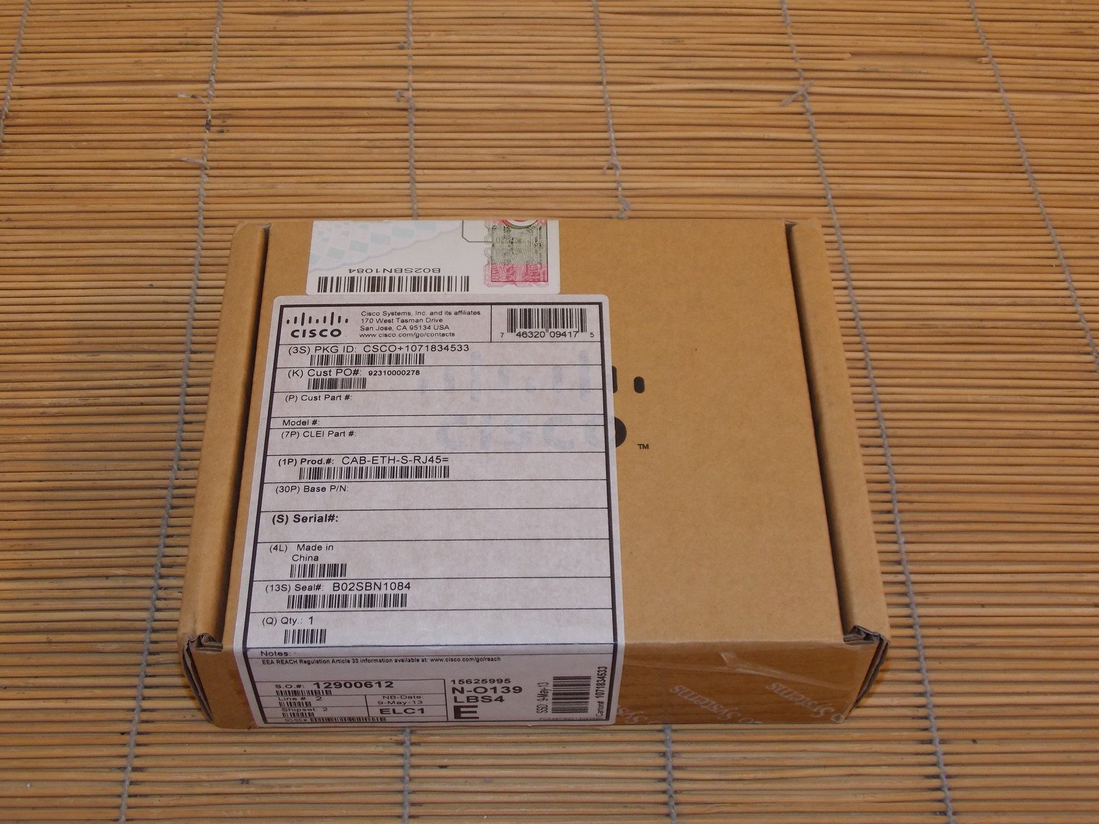 New Cab-ETH-S-RJ45 Ethernet Cable, 6ft for Cisco Yellow NEW ORIGINAL PACKAGING UNOPENED
