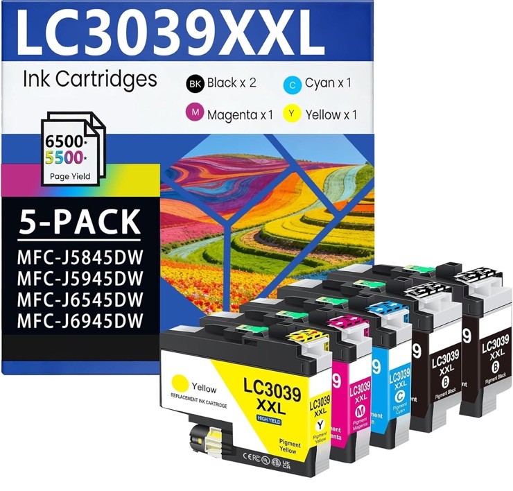 5 PACK LC3039XXL Ink For Brother MFC-J5945DW MFC-J6945DW MFC-J5845DW MFC-J6545DW