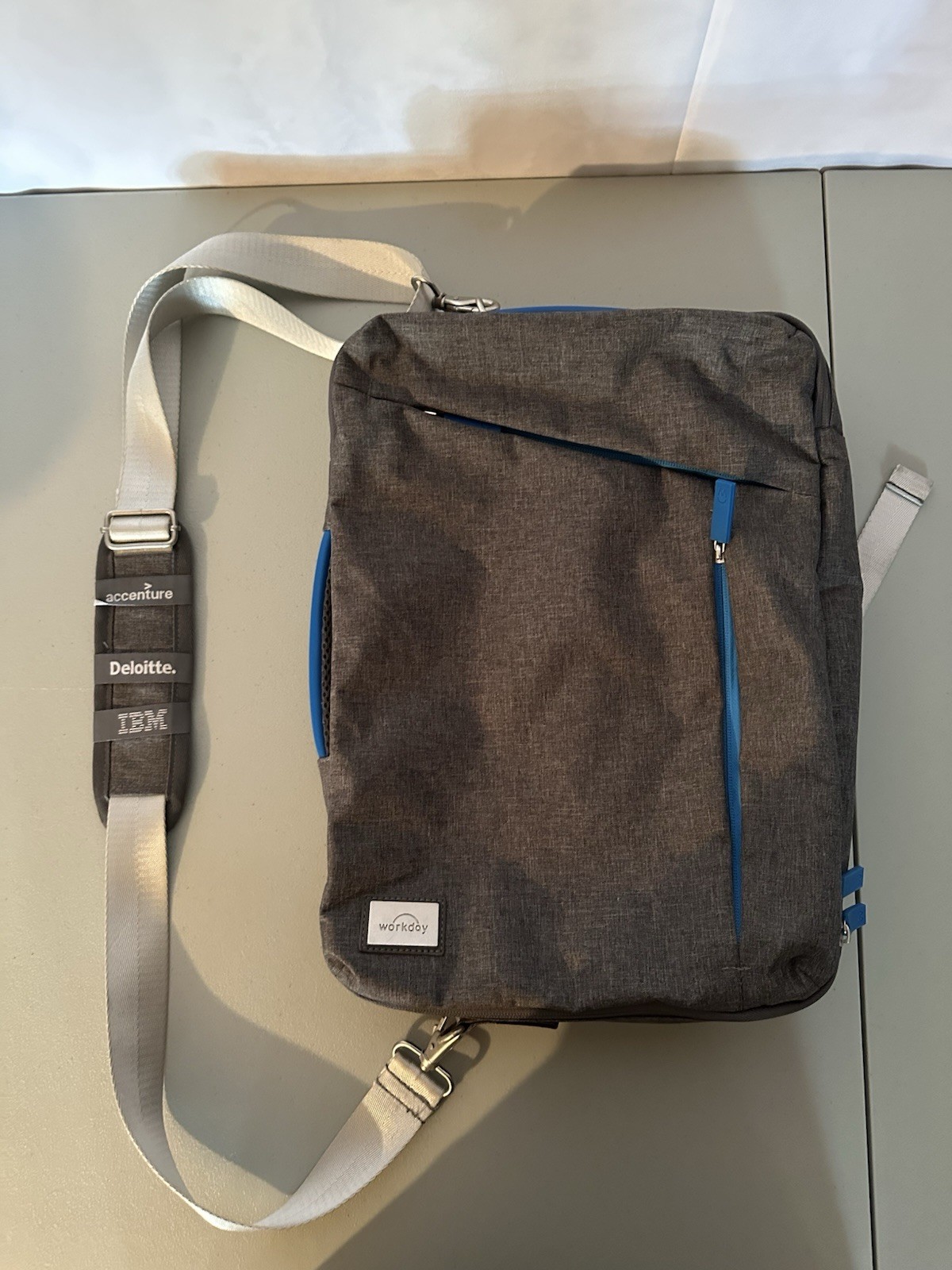 Workday Brand Accenture Deloitte Messenger Bag Laptop Bag Gray And Blue Color