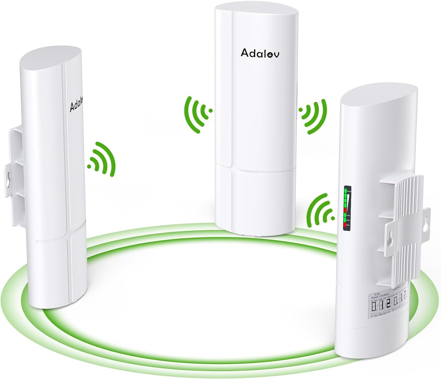 3PCS Wireless Bridge Kit, Gigabit Point to 2 Point Outdoor WiFi Bridges 1000Mbps