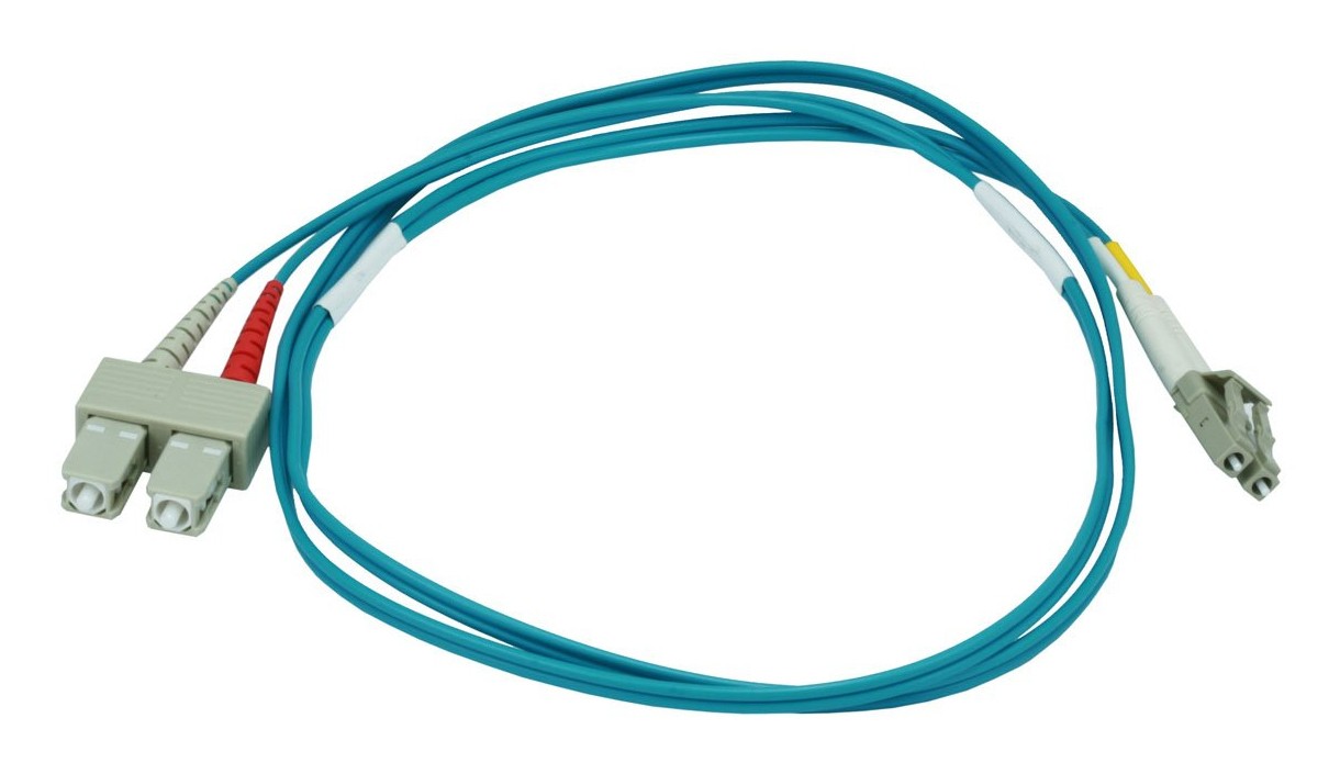 Monoprice Multi-Mode OM3 Fiber Optic Cable - LC-SC UL 2mm 50/125 OFNR Duplex 30m