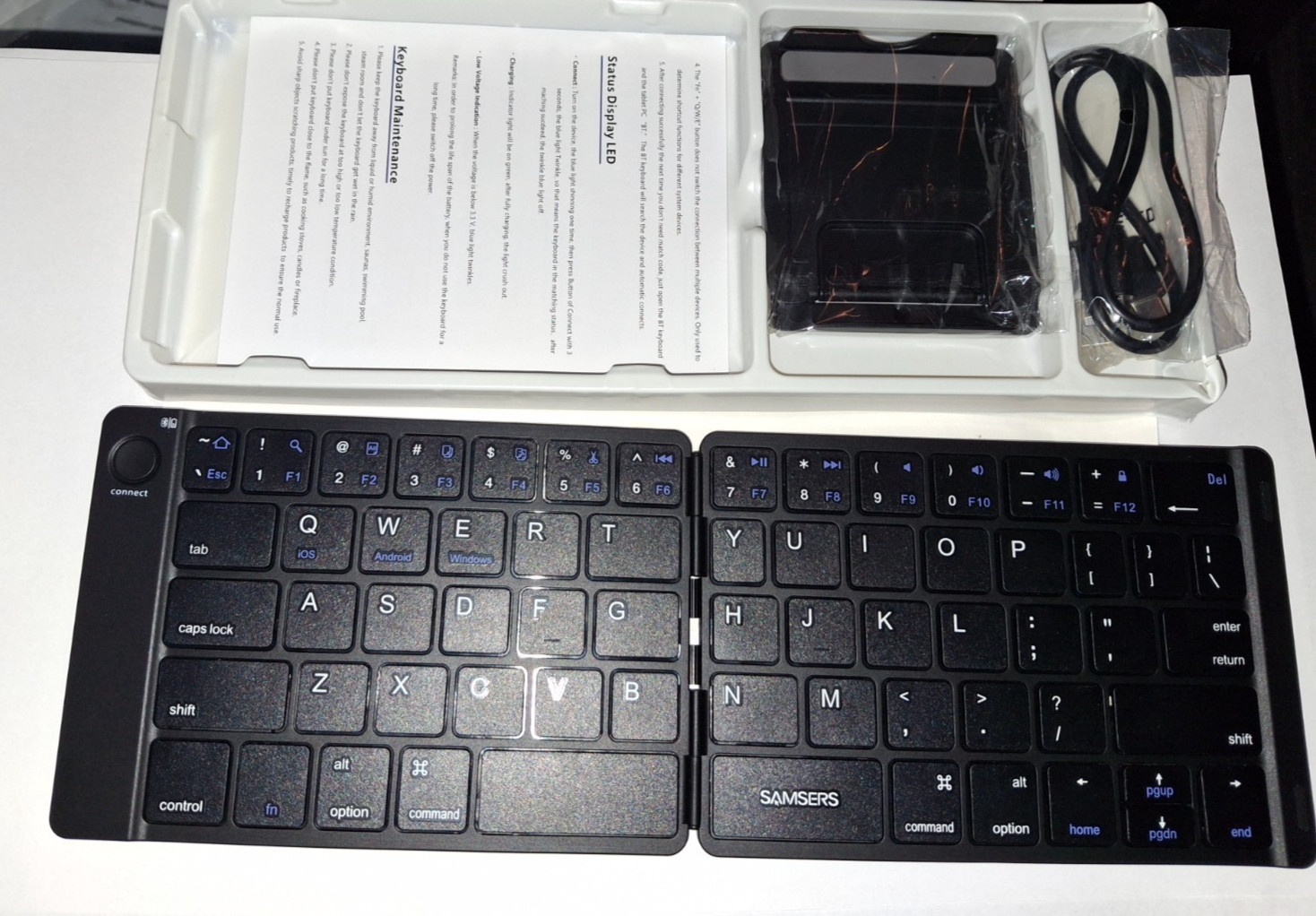 Samsers Foldable Bluetooth Keyboard - Portable Wireless Keyboard with Stand Hold