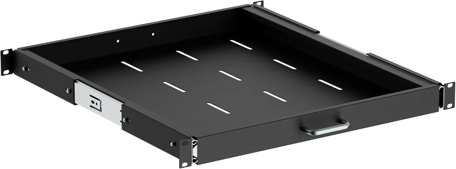 ynVISION.DESIGN 1U Server Rack Mountable Slide Out Shelf with Handle