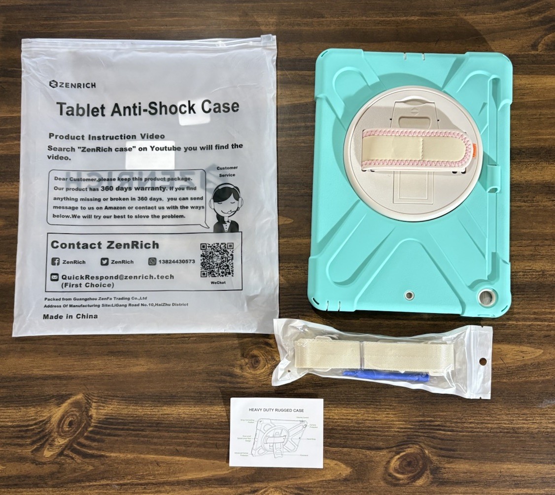 IPad Case 7th/8th Gen 10.2 Inch Anti-Shock Mint Green Stand-Strap Zen-Rich NEW