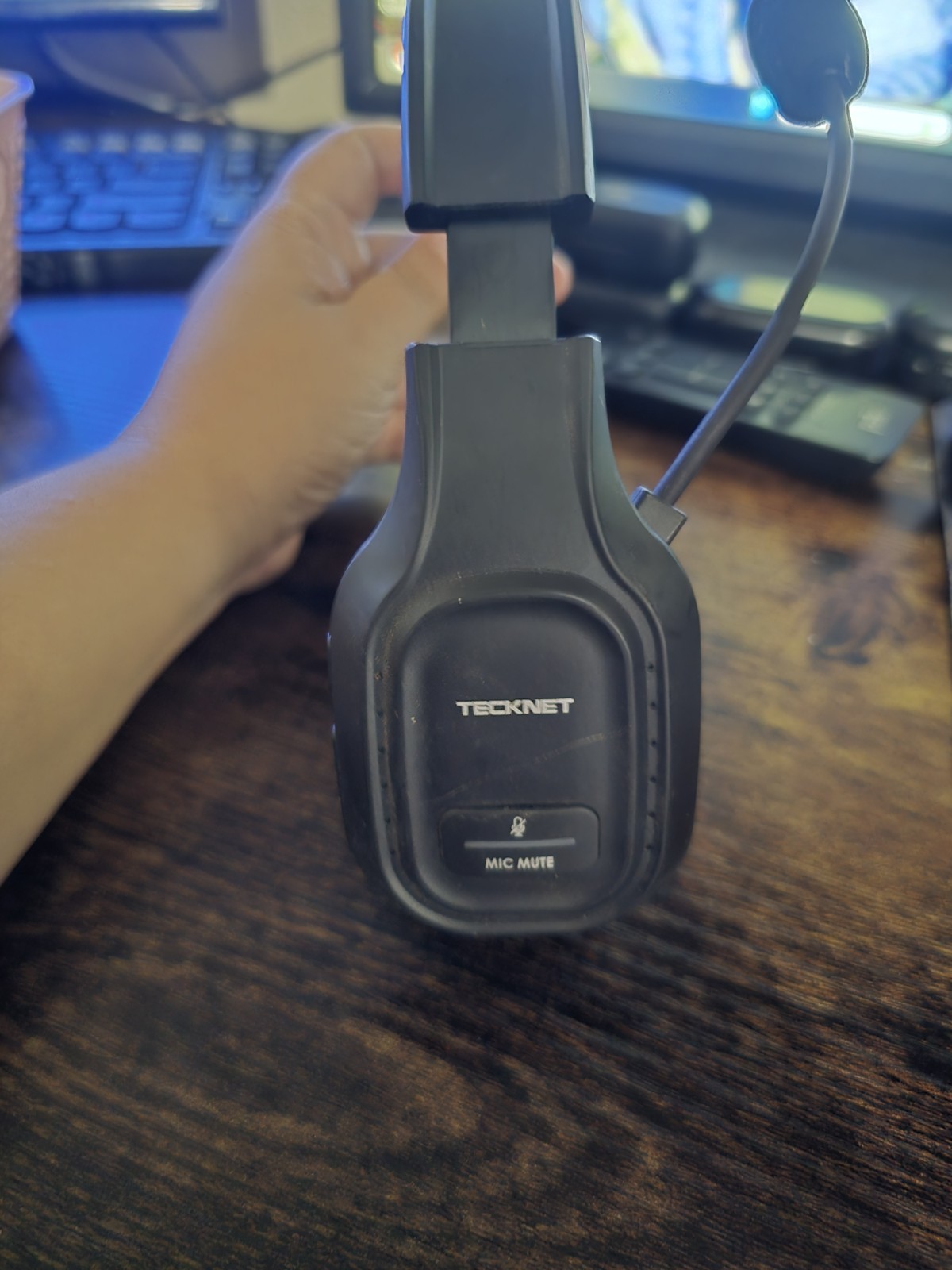 TECKNET Wireless Headset with Mic Mute Button