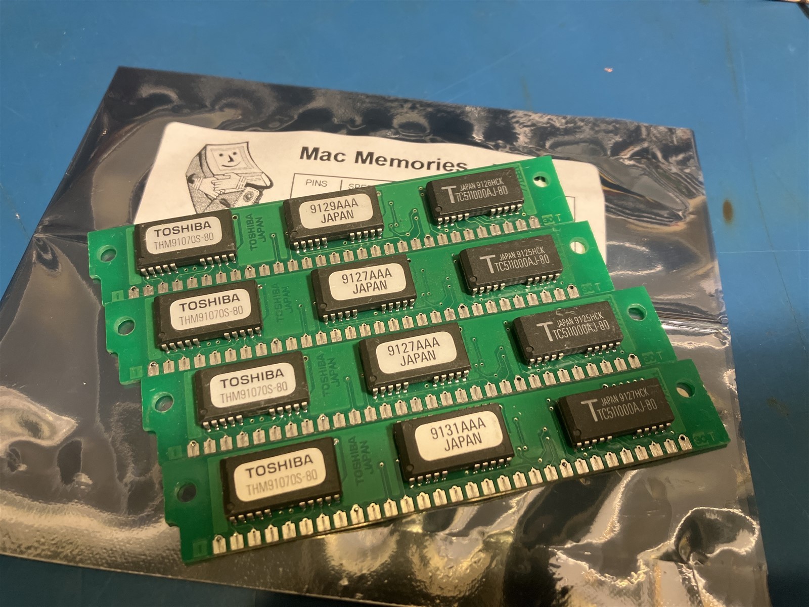4x 1MB 30-Pin 3-chip Parity 80ns FPM Memory SIMMs 4MB RAM Apple UNIX PC